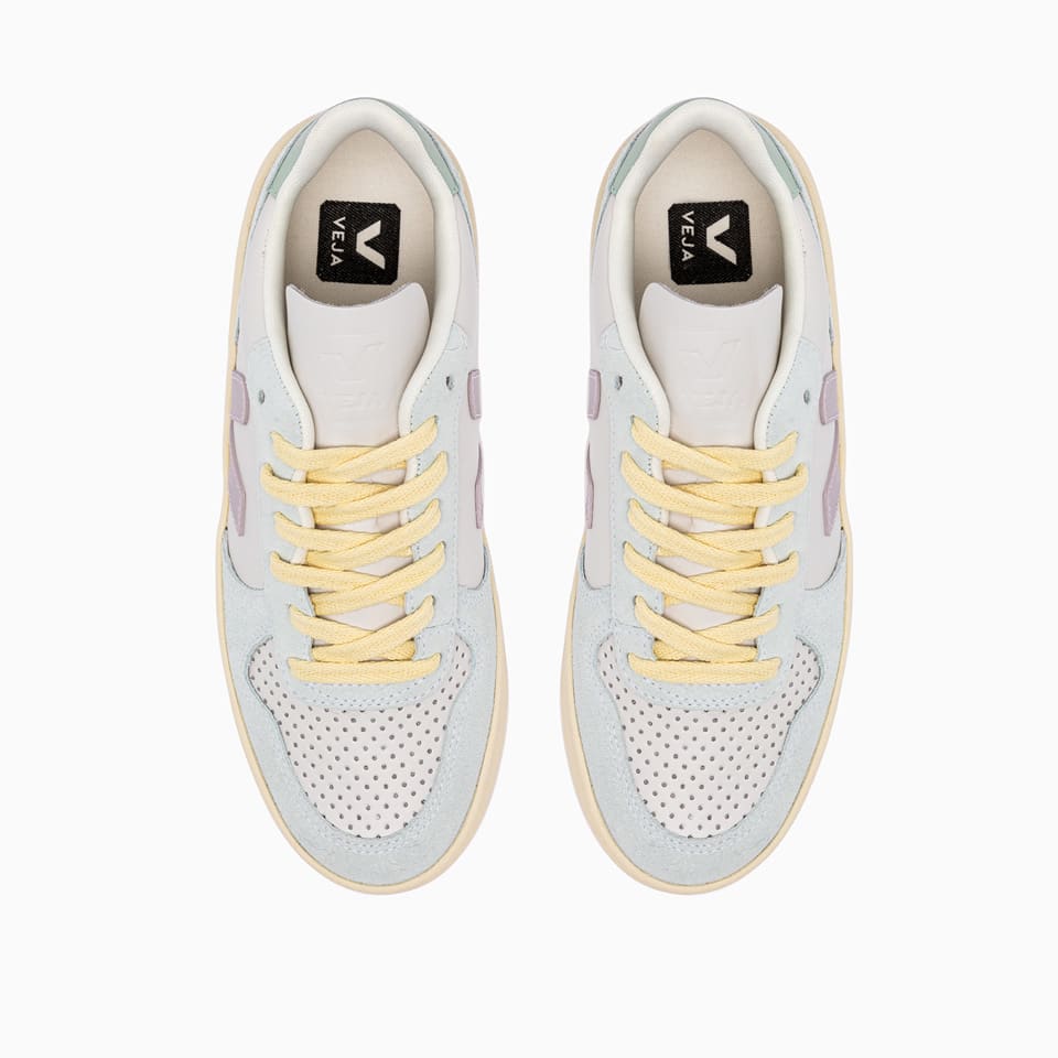 Veja V-10 Leather Sneakers Vx0203475 In Gravel Parme Menthol