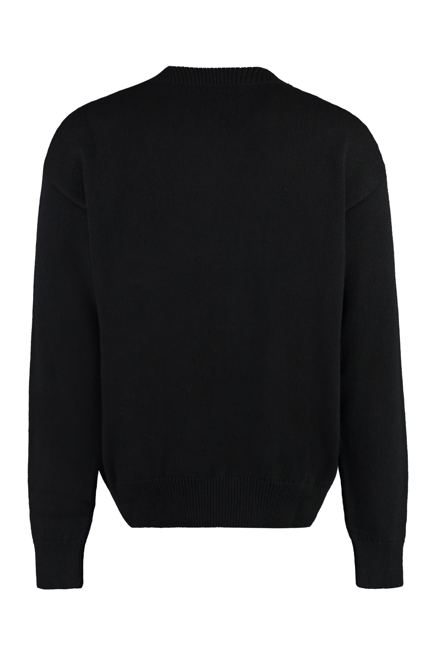 Shop Palm Angels Crew-neck Wool Sweater In Black