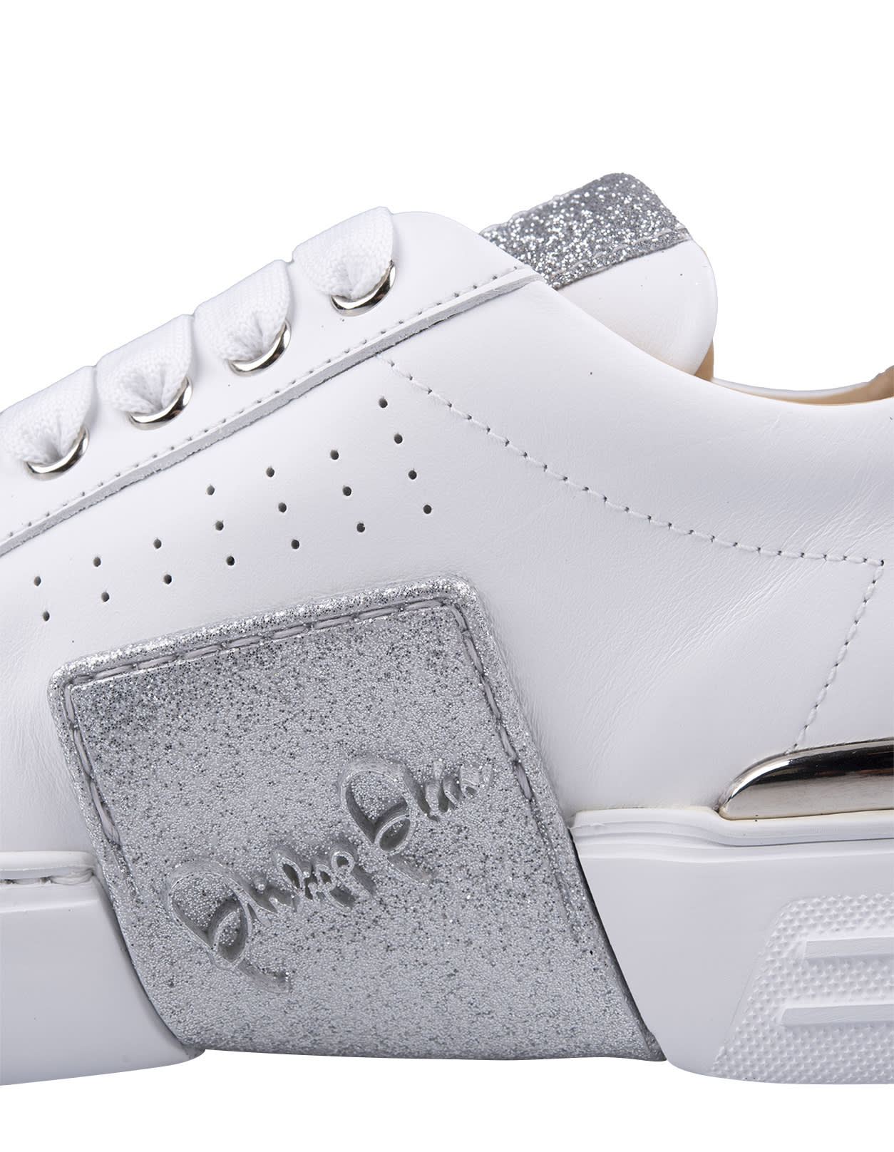 Shop Philipp Plein White And Silver Phantom Kick$ Sneakers In Bianco