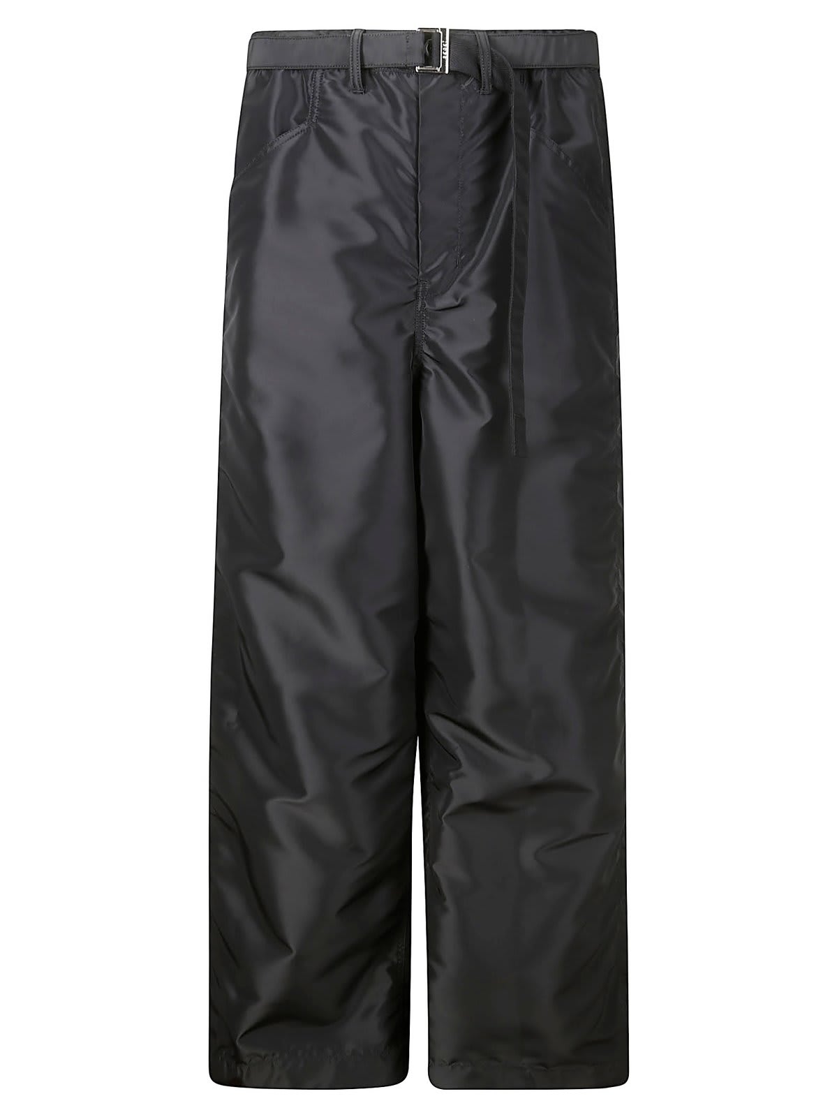 Shop Sacai Straight Leg Twill Pants In Nero