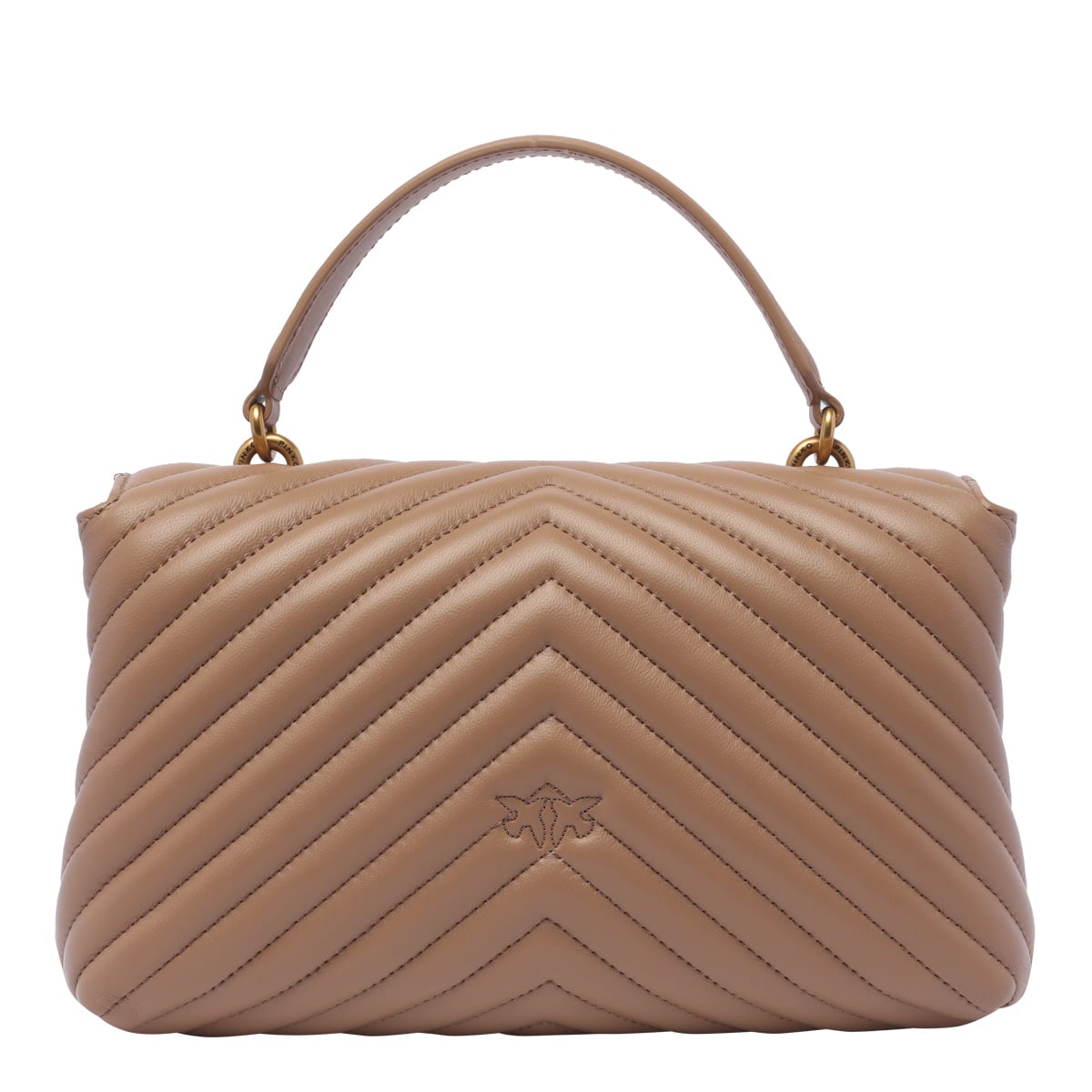 Shop Pinko Love Lady Puff Classic Cl In Biscotto Zenzero-antique Gold