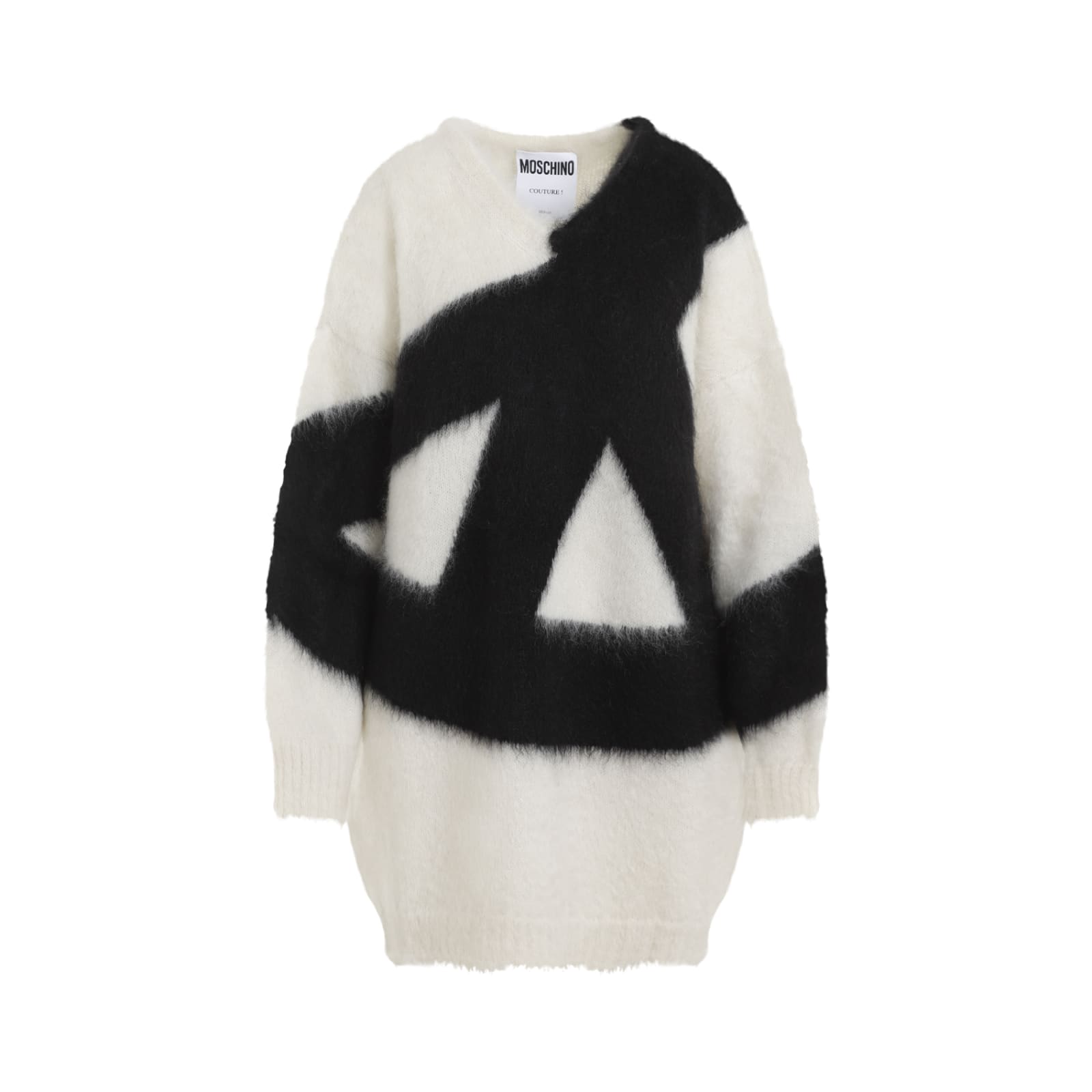 Shop Moschino Knit Dress In Bianco