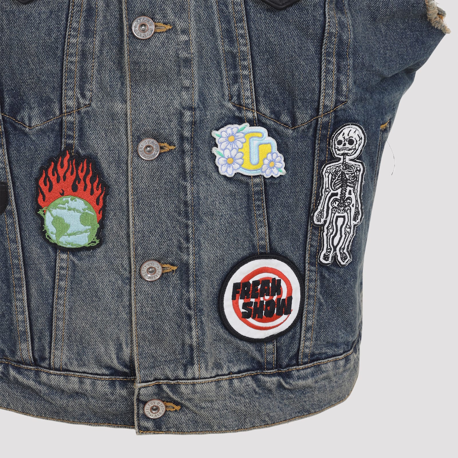 Gallery Dept. Mens Indigo Midnight Graphic-patches Denim Vest In Gray