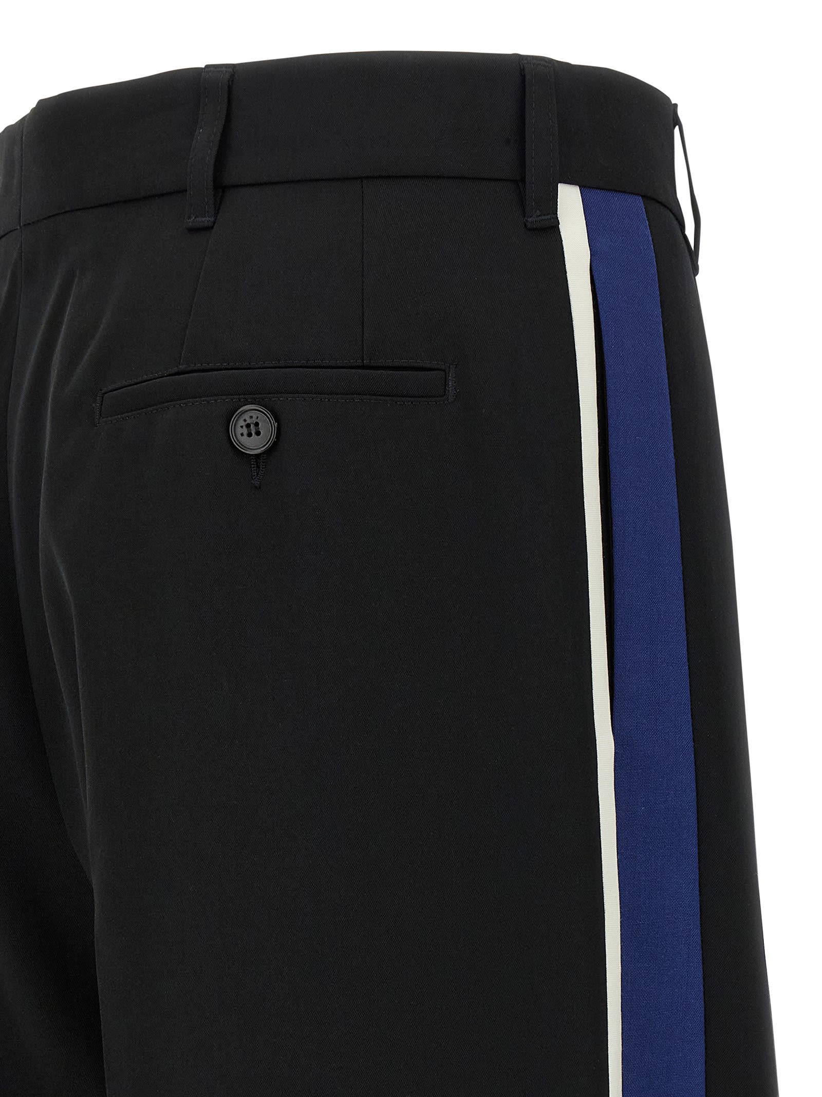 Marni Wool Trousers With Pleated Front And Side Stripe In Black