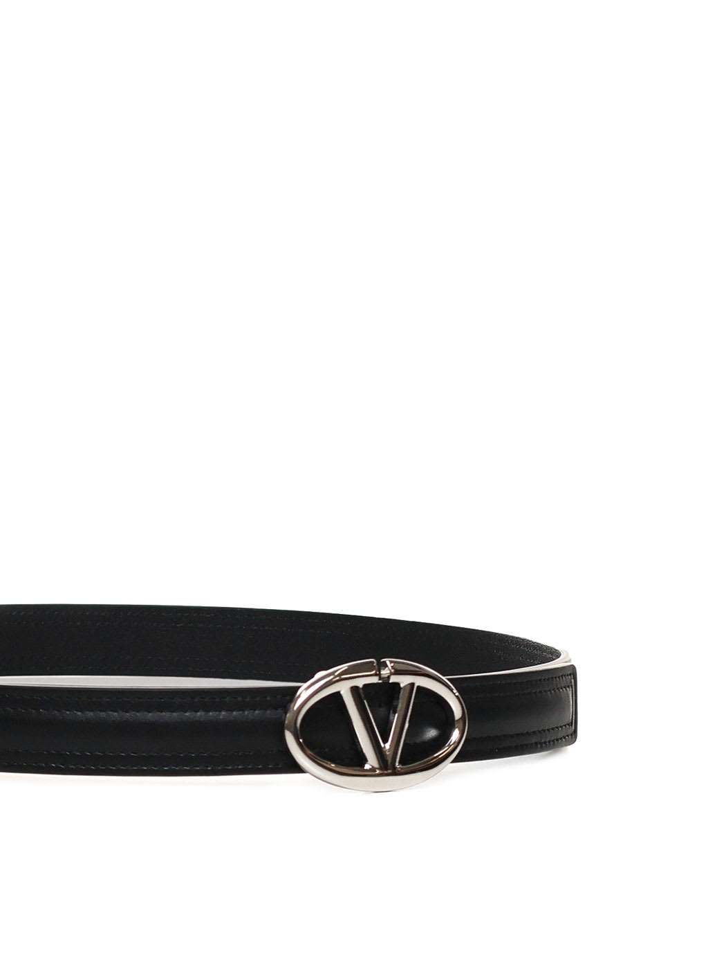 Shop Valentino Oval Vlogo Leather Belt In Black