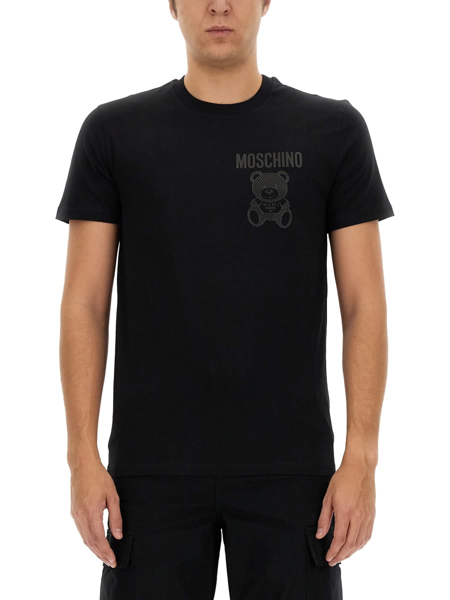 Shop Moschino Teddy Mesh T-shirt In Black