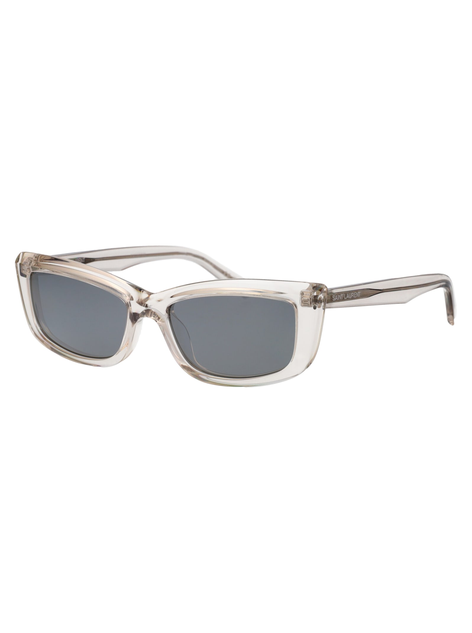 Shop Saint Laurent Sl 658 Sunglasses In 003 Beige Beige Silver