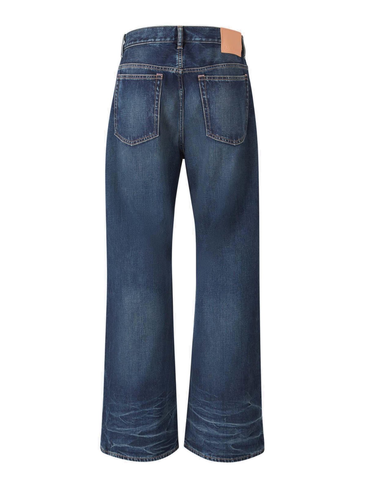 Shop Acne Studios Logo Patch Straight Leg Jeans In Blue