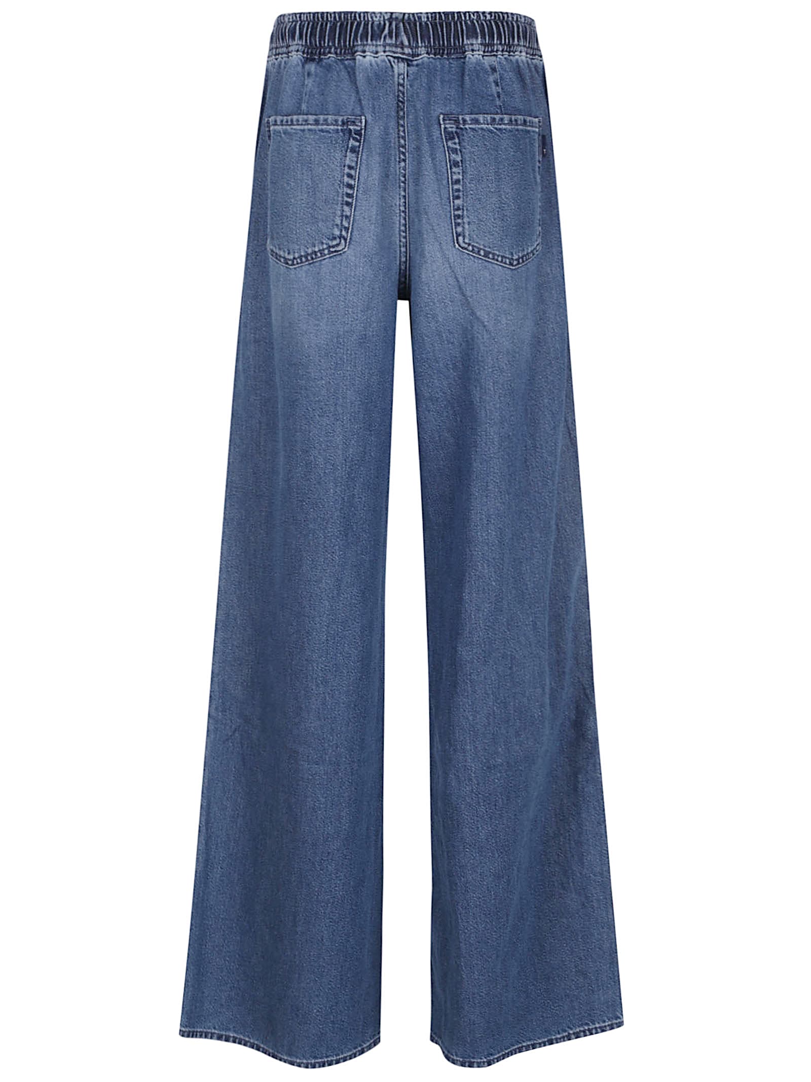 7 For All Mankind Wide Leg Denim Trousers With Elastic Band In Blue