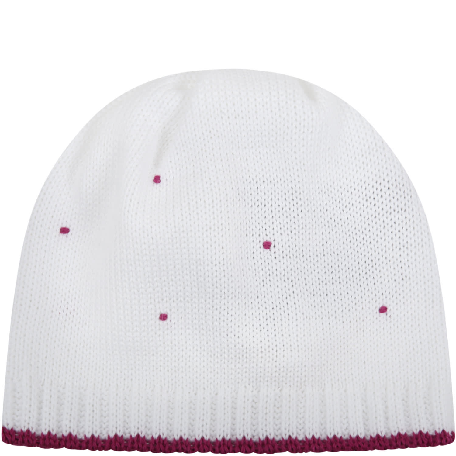 Little Bear White Hat For Babygirl With Polka-dots