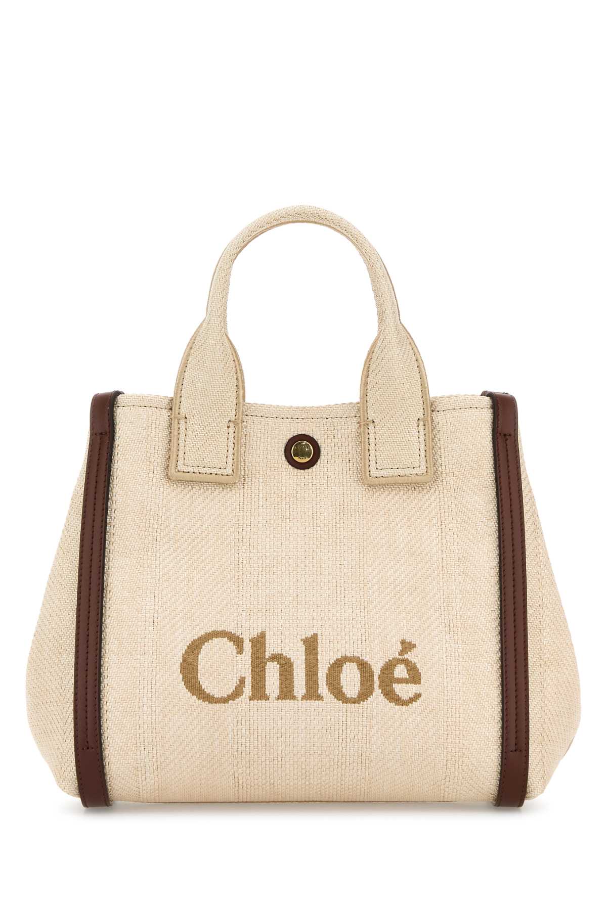 Chloé Sand Canvas Small Carry Handbag In Sand