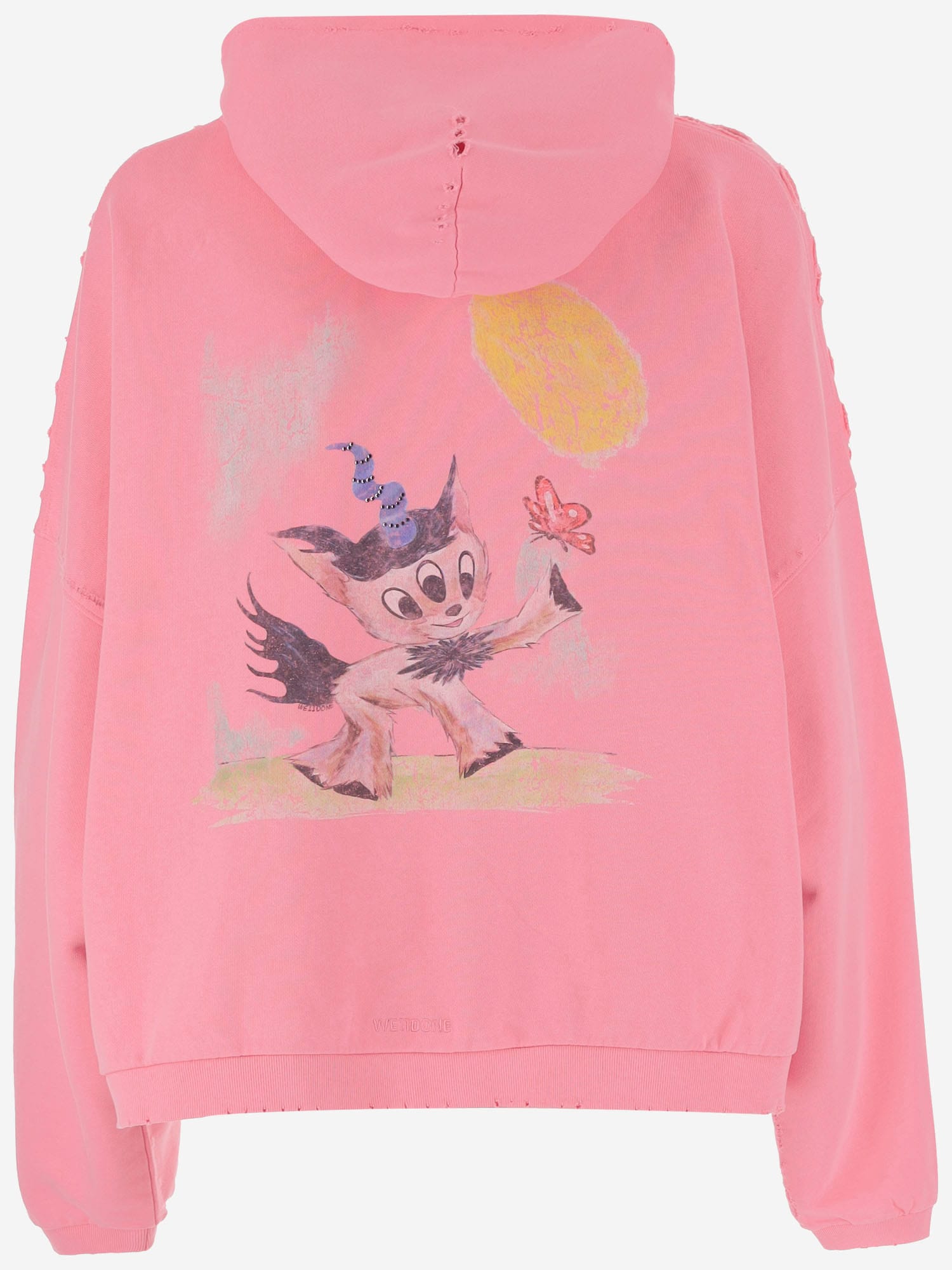 We11 Done Cotton Sweatshirt With Back Print In Pink