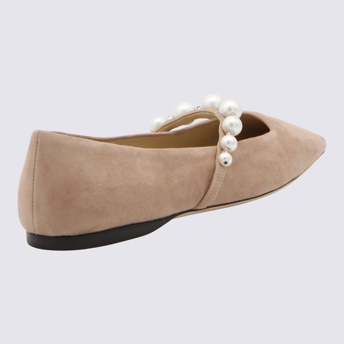 Shop Jimmy Choo Pink Suede Ade Ballerina Flats In Ballet Pink/white