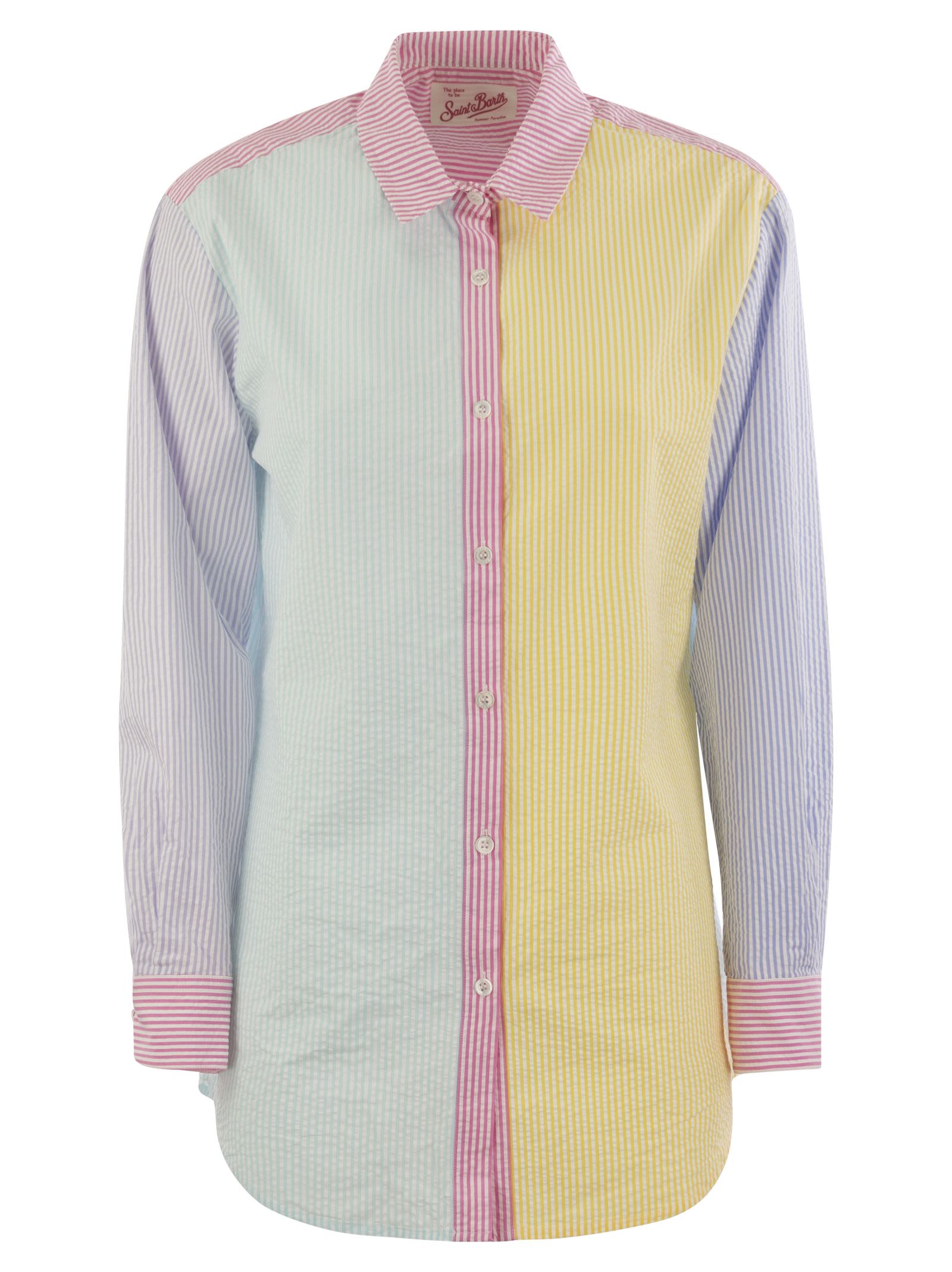 Shop Mc2 Saint Barth Brigitte - Shirt With Striped Pattern In Multicolor