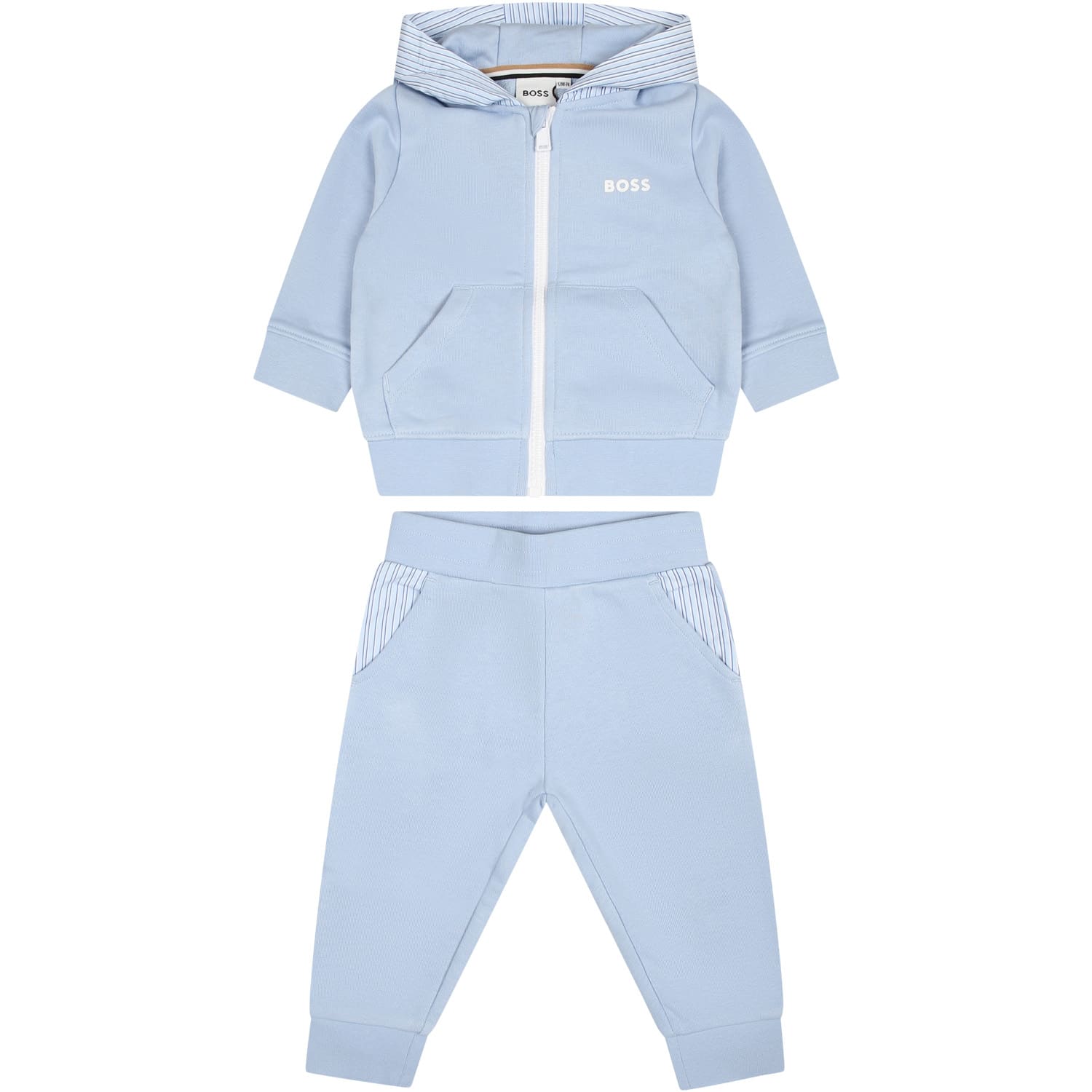 Shop Hugo Boss Light Blue Suit For Baby Boy With Logo