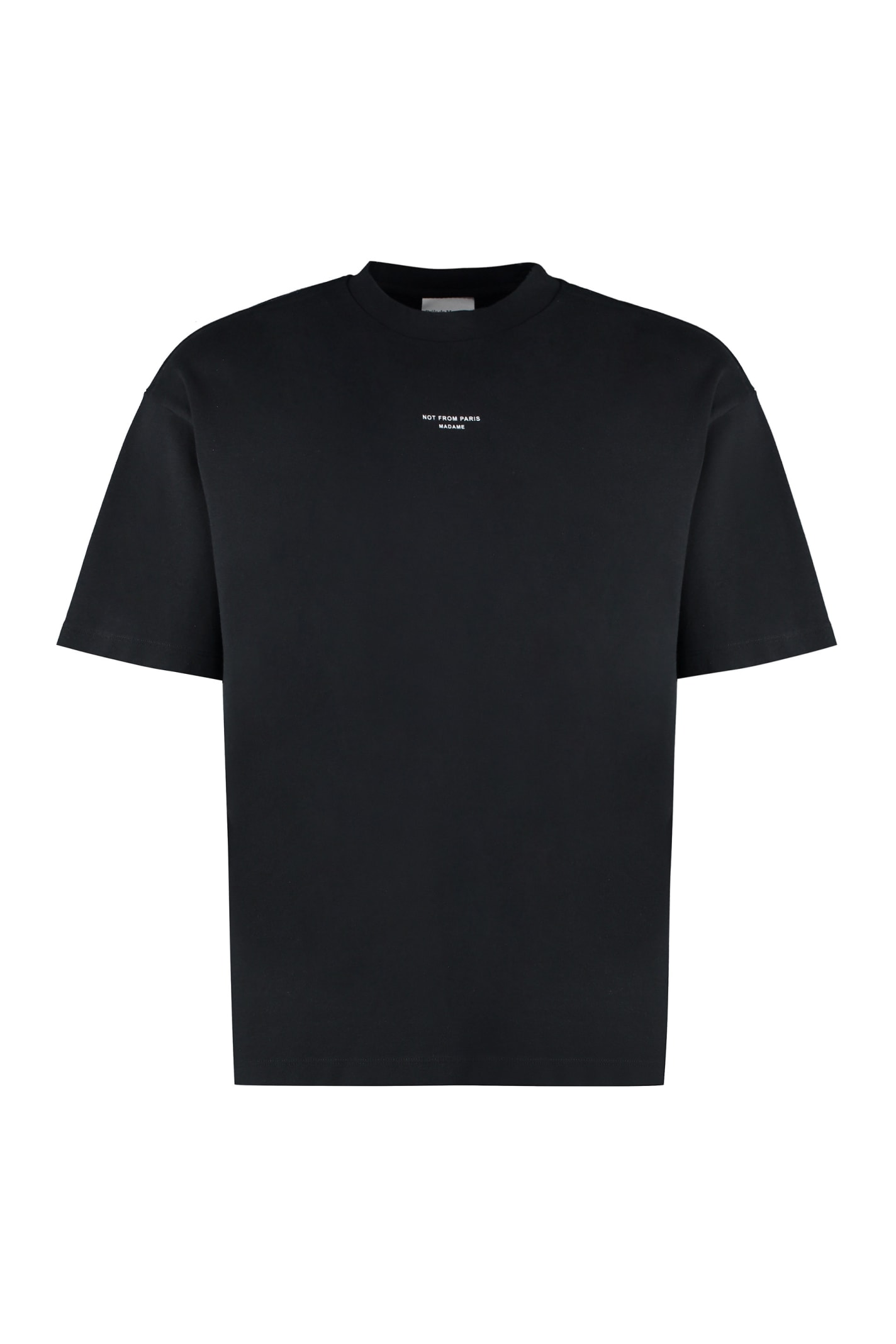 Shop Drôle De Monsieur Classique Cotton Crew-neck T-shirt In Black