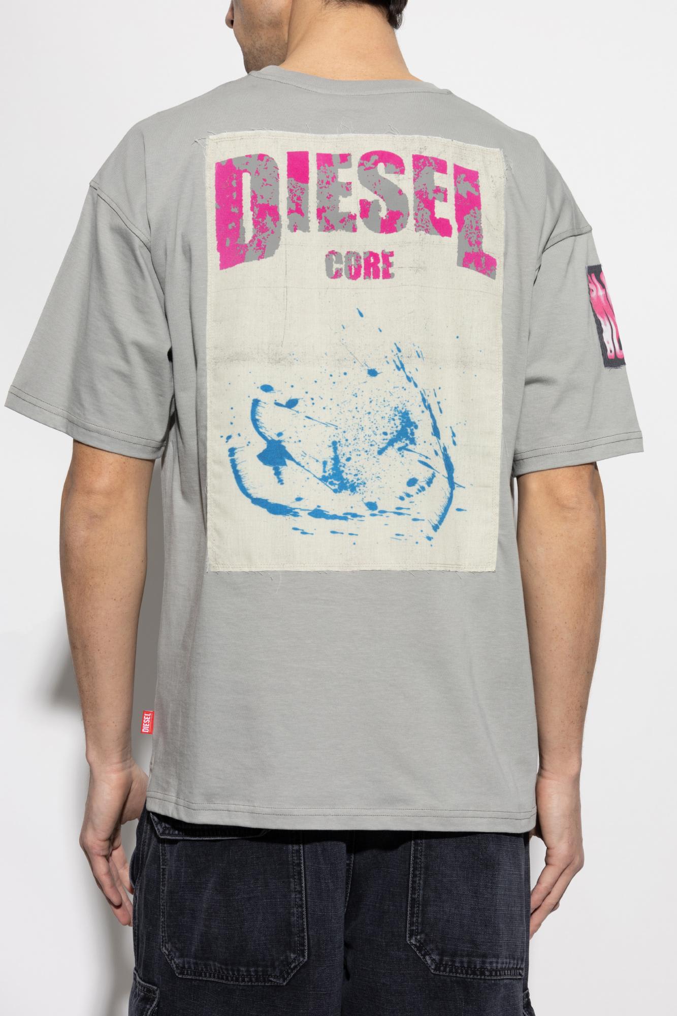 Diesel T-boxt Slits R8 Graphic Patch T Shirt In Grey