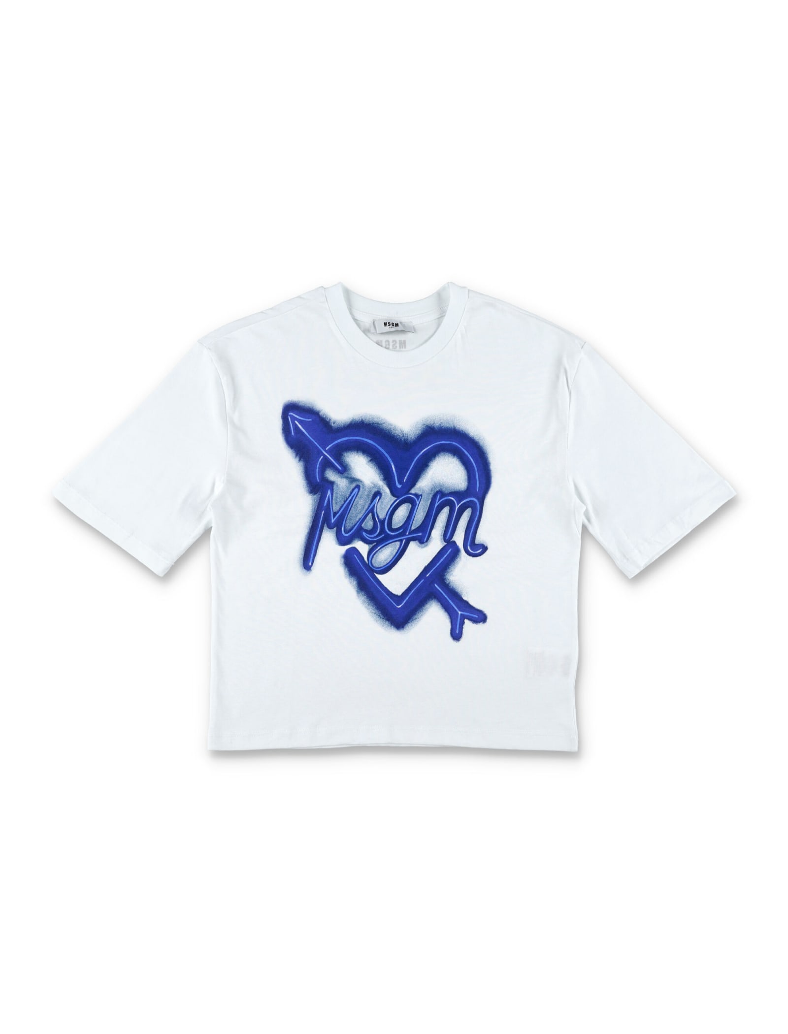 Shop Msgm Heart T-shirt In White