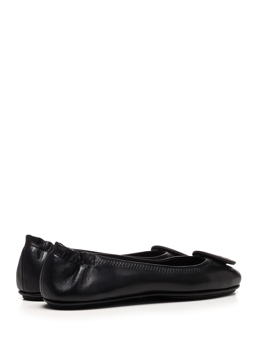 Tory Burch Logo-plaque Leather Ballerina Pumps In Black