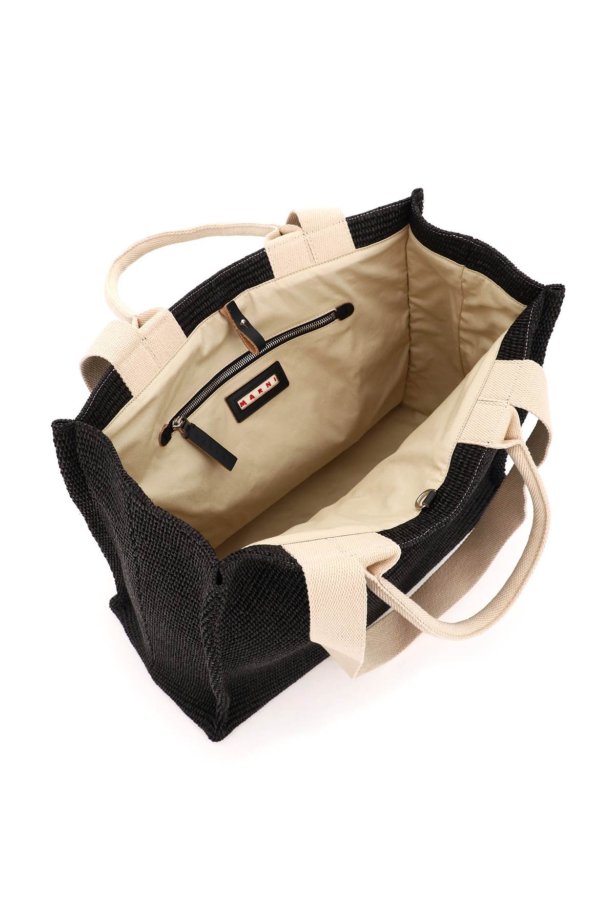 Marni Women Raffia Effect Fabric Small Tote Bag In Black