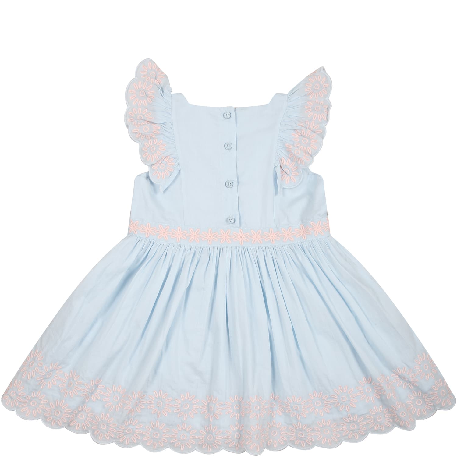 Shop Stella Mccartney Light Blue For Baby Girl With Embrodered Flowers