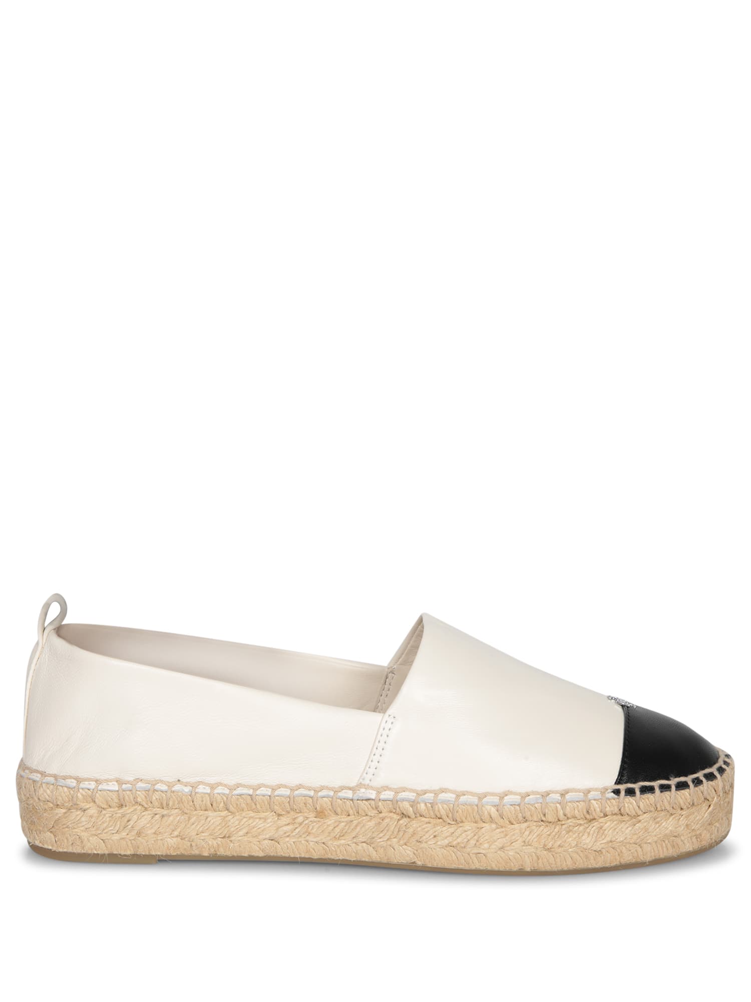 Tory Burch Cream & Black Cap Toe Espadrilles