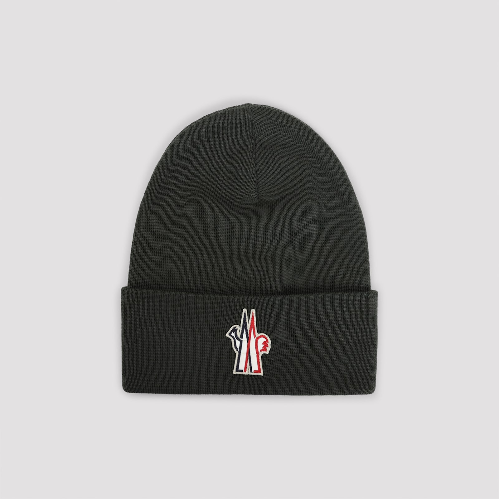 Moncler Knitted Wool Hat Ribbed Cuff In Green