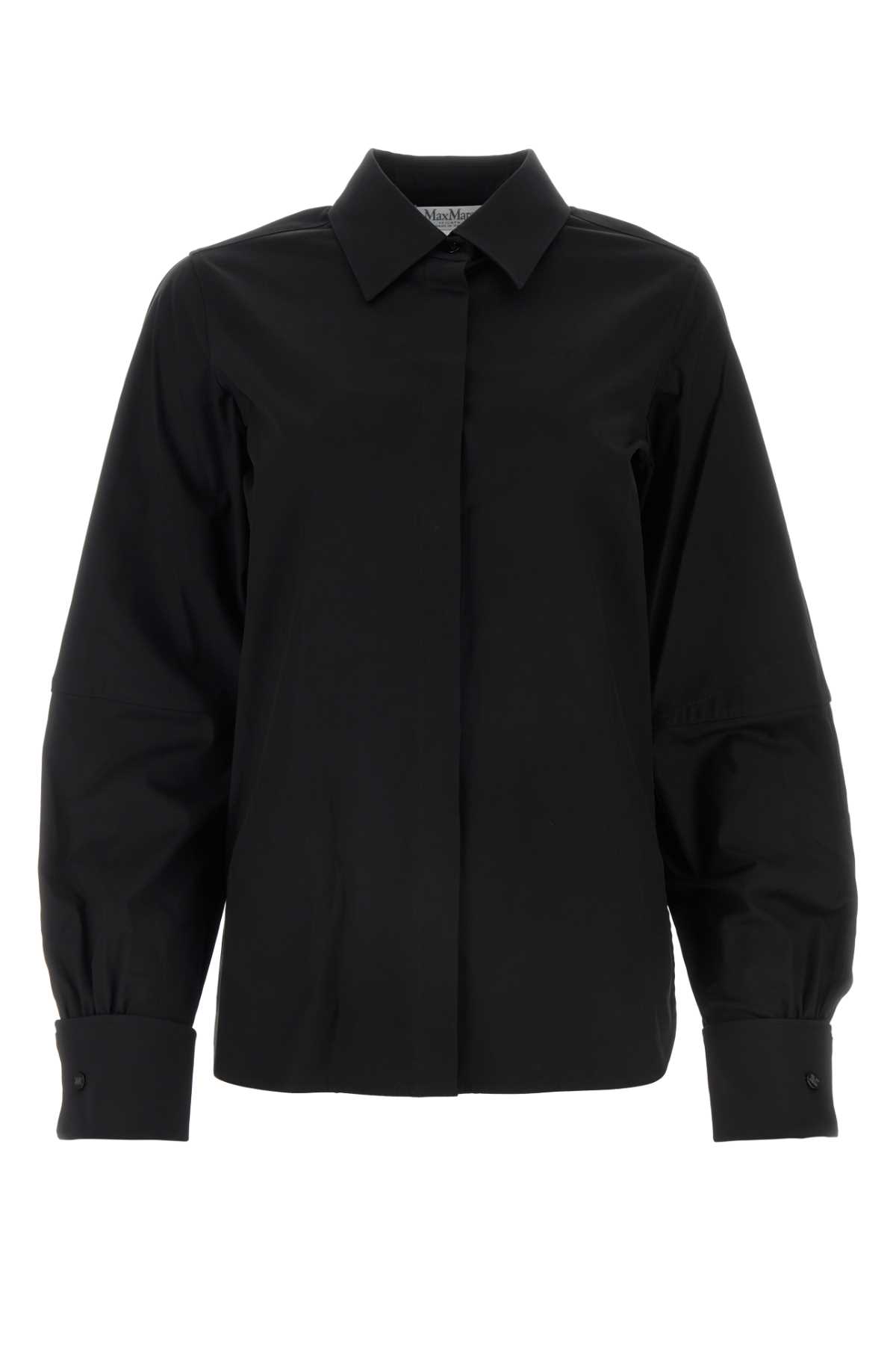 Shop Max Mara Black Stretch Poplin Pagina Shirt In Nero