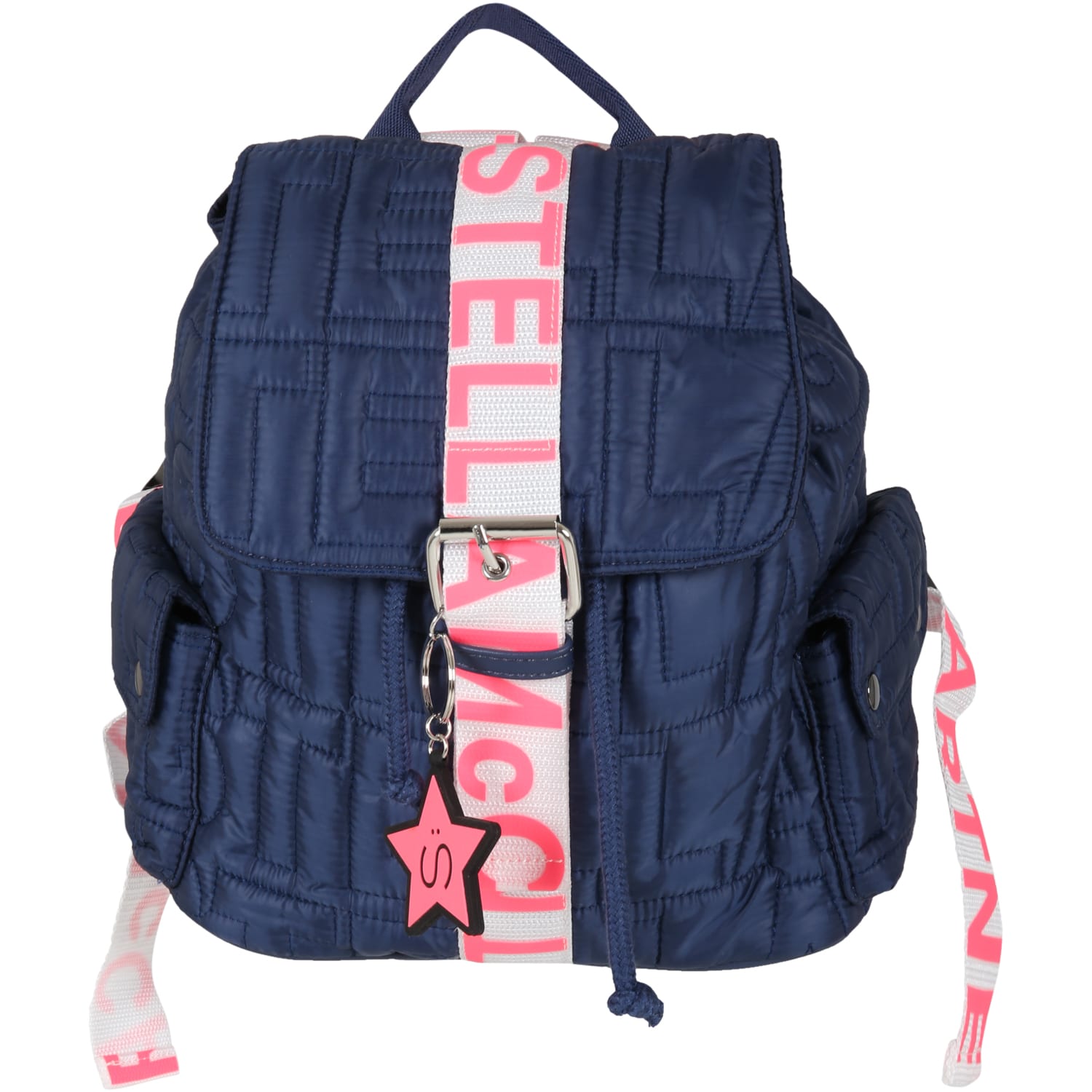 Stella McCartney Kids Blue Backpack For Girl With Fuchsia Logo