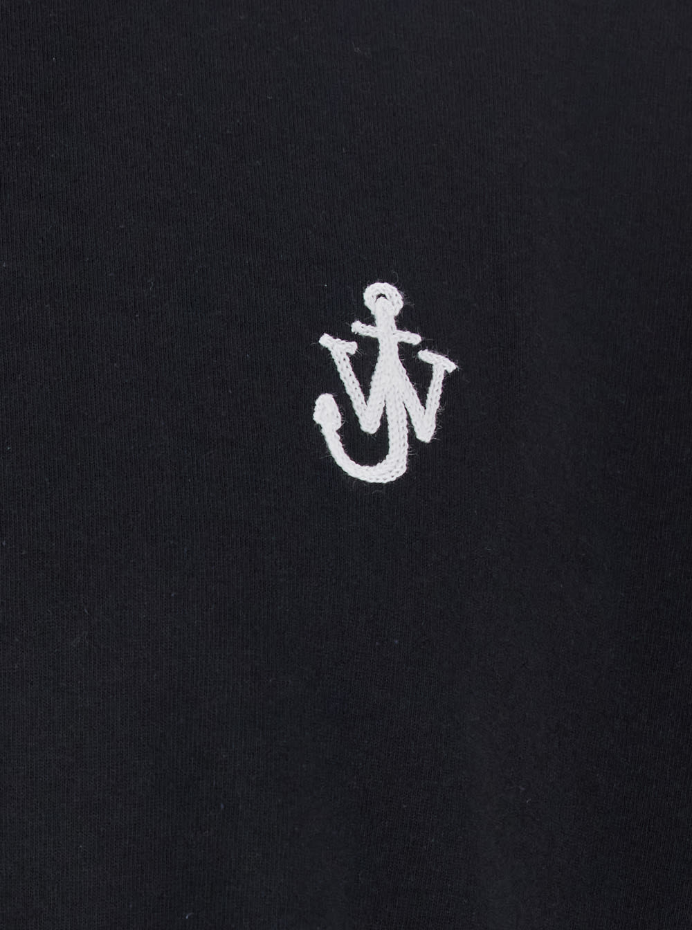 Jw Anderson Black Crewneck T-shirt With Anchor Embroidery On The Front In Cotton Man In Black