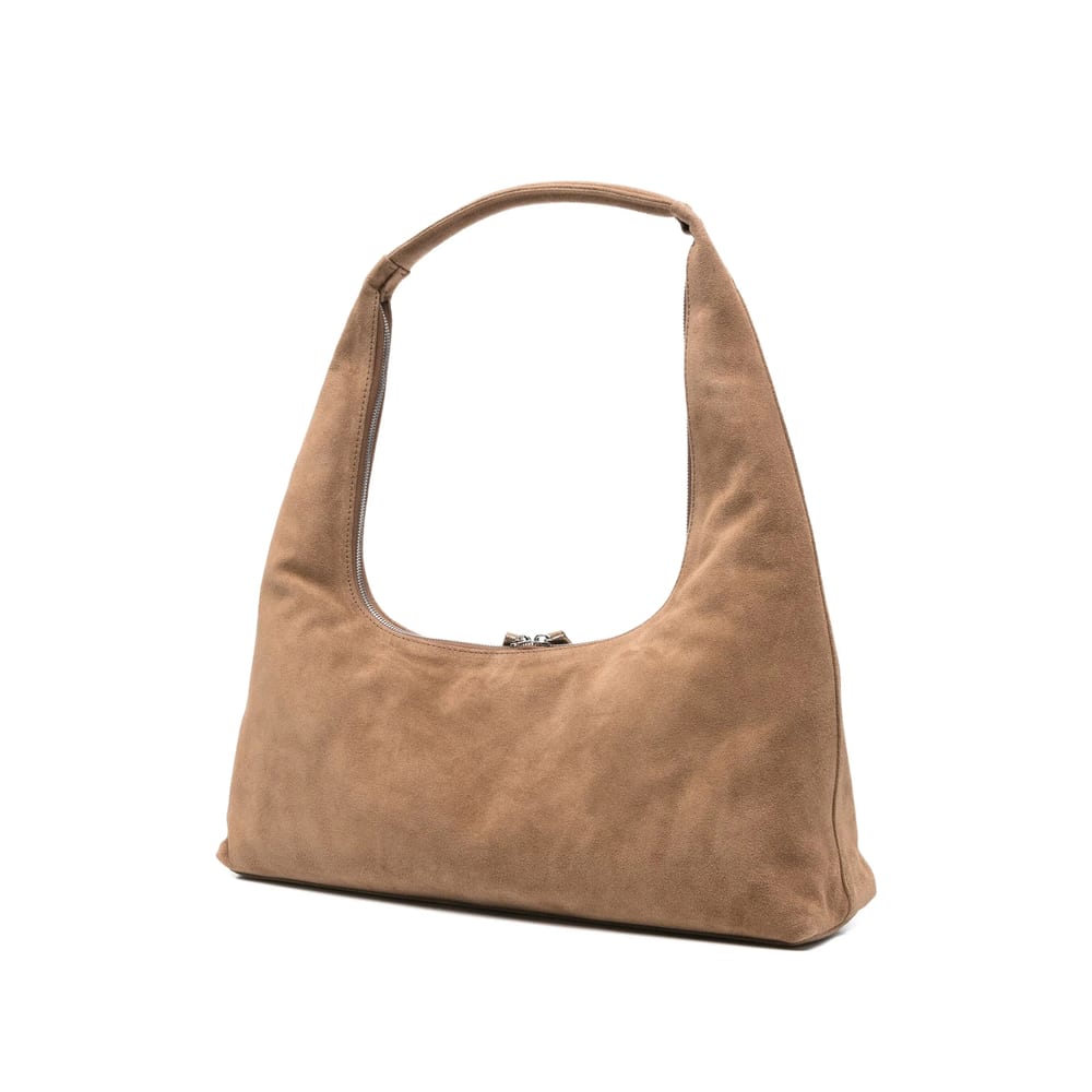 Margesherwood Medium Debossed-logo Suede Shoulder Bag In Nude