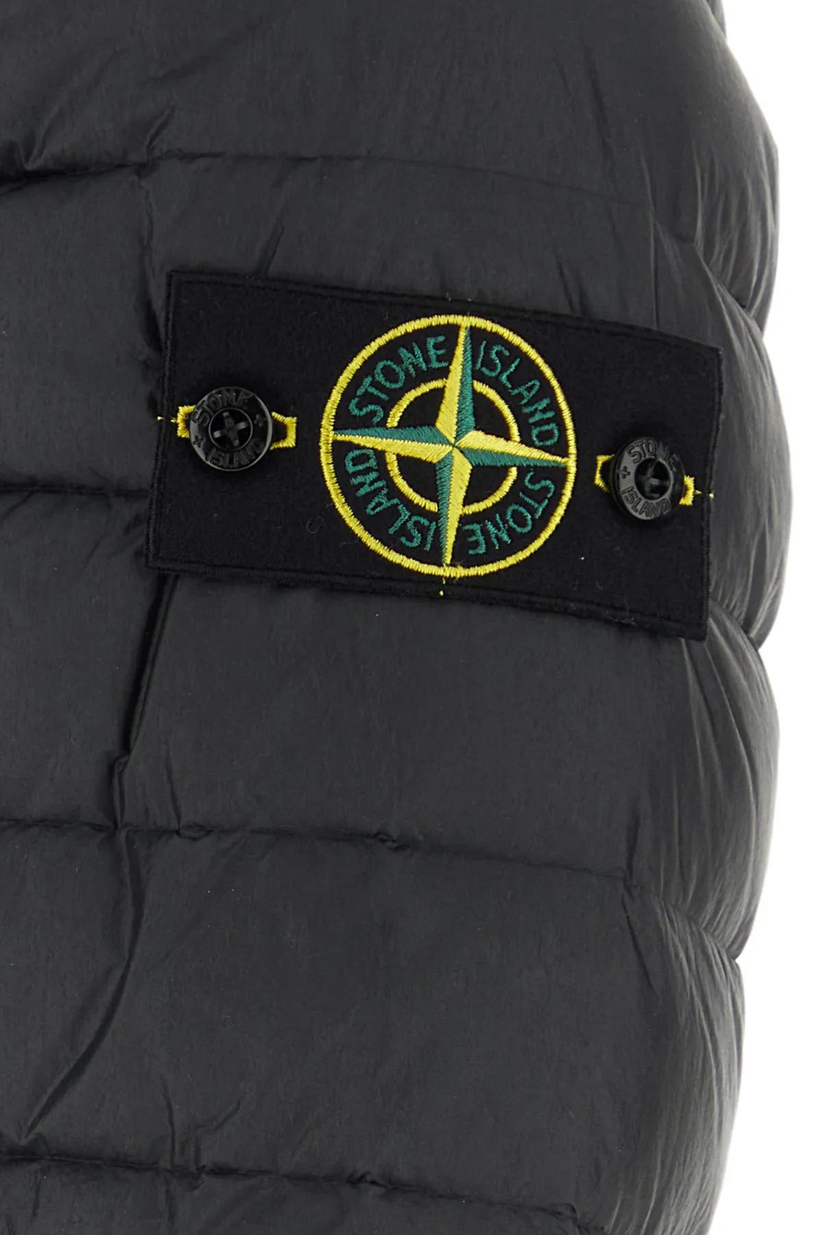 Shop Stone Island Black Nylon Down Jacket In Nero