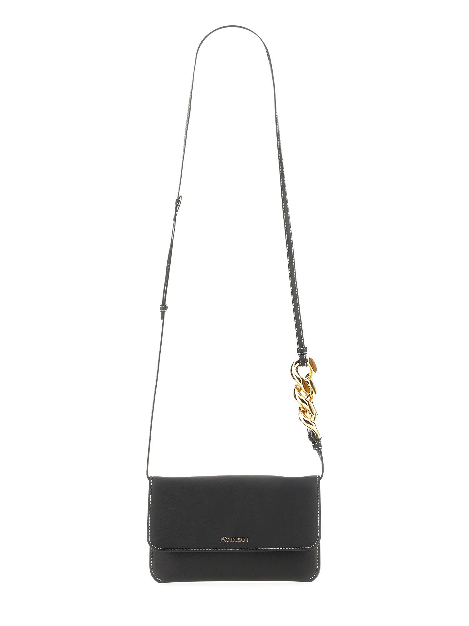 Shop Jw Anderson Leather Chain Smartphone Bag In Black