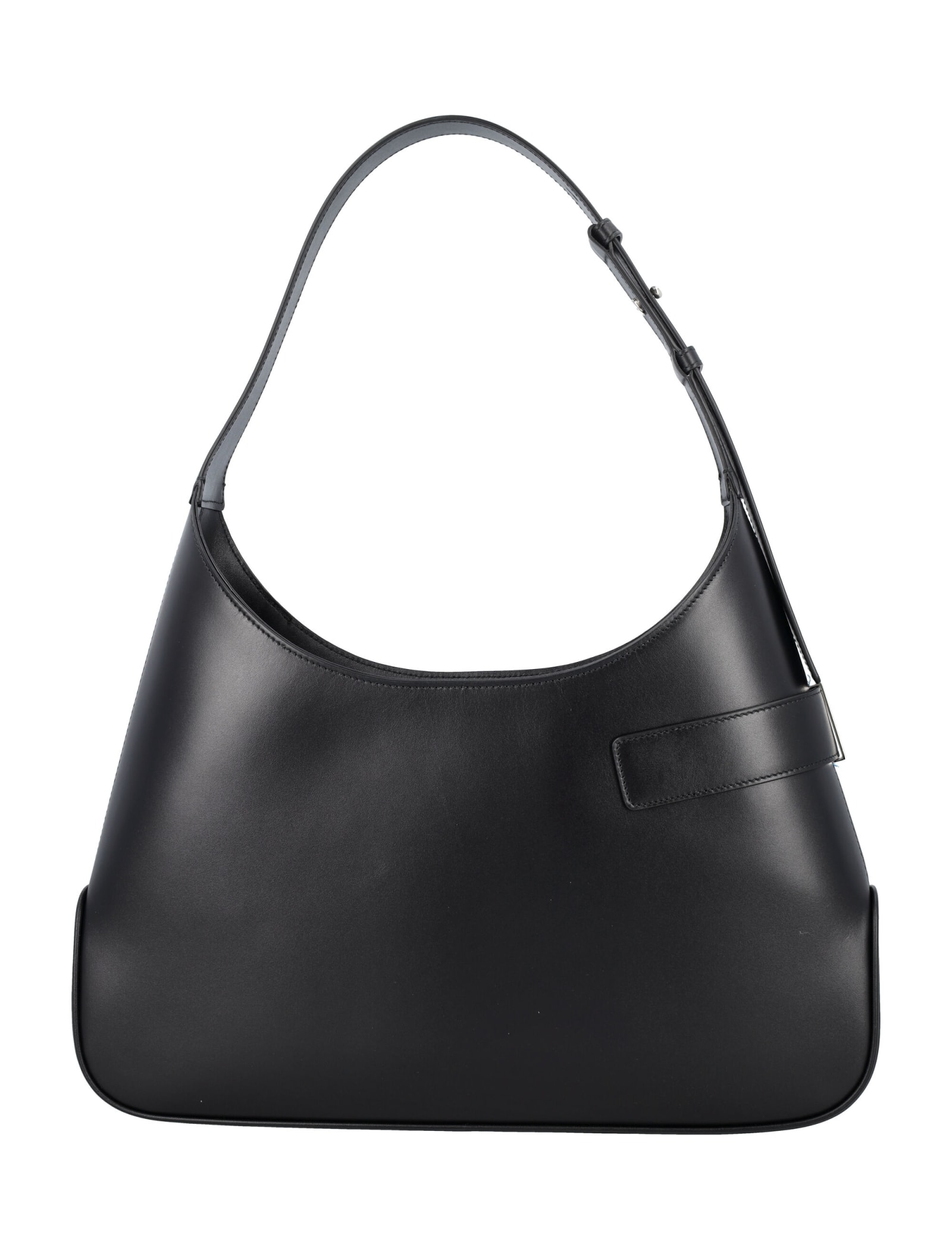 Ferragamo Hobo Gancini-buckle Shoulder Bag In Black