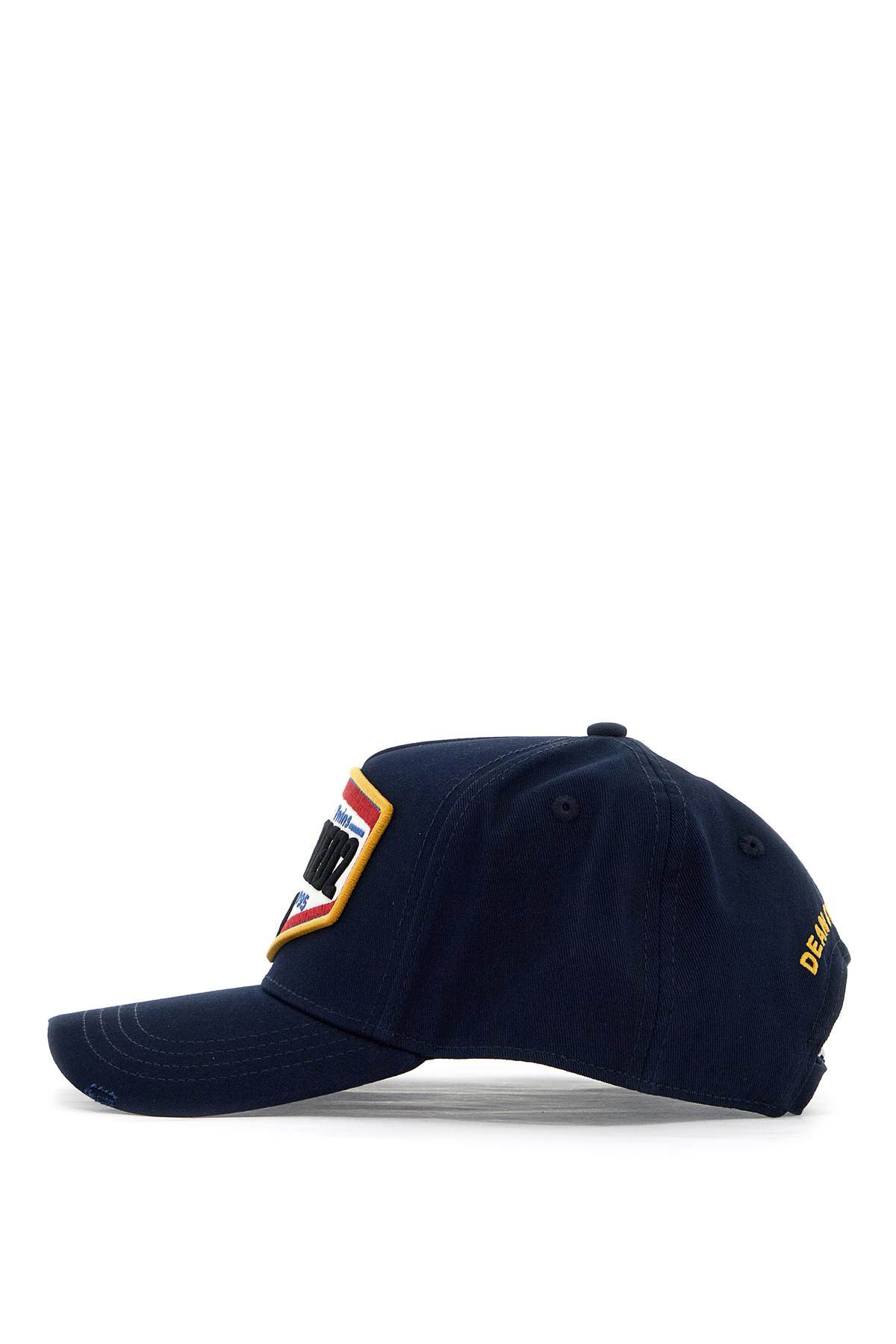 Shop Dsquared2 Cotton Gabardine Baseball Cap With In Blu Giallo