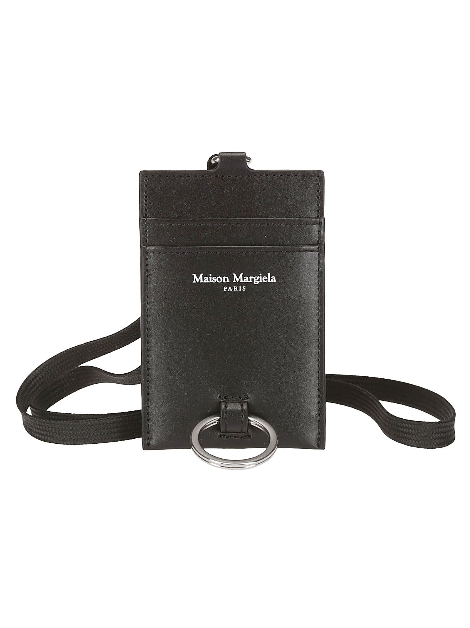Shop Maison Margiela Card Holder With Key Ring And Lace In Black