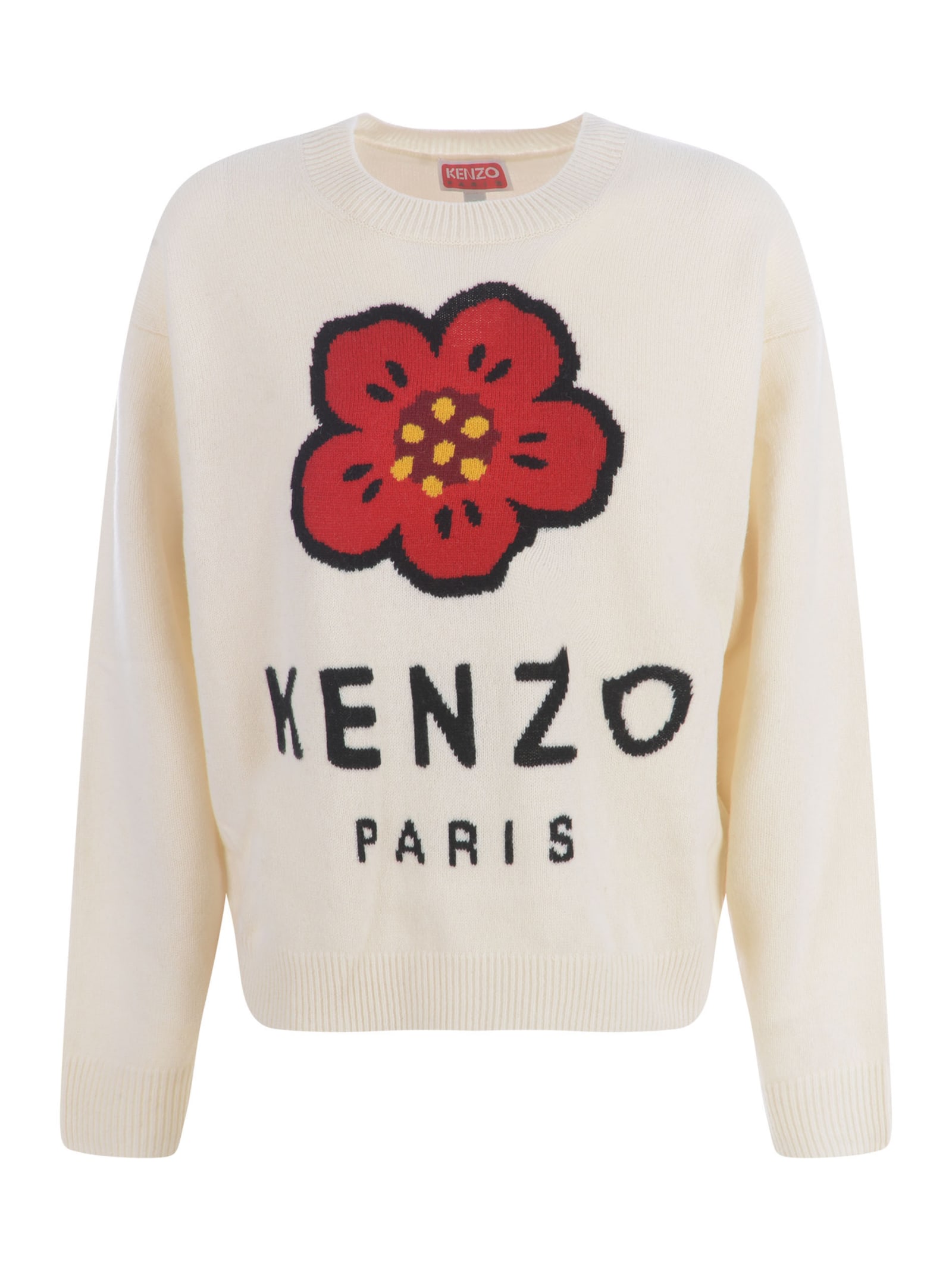 Shop Kenzo Sweater  Flower In Wool In Crema