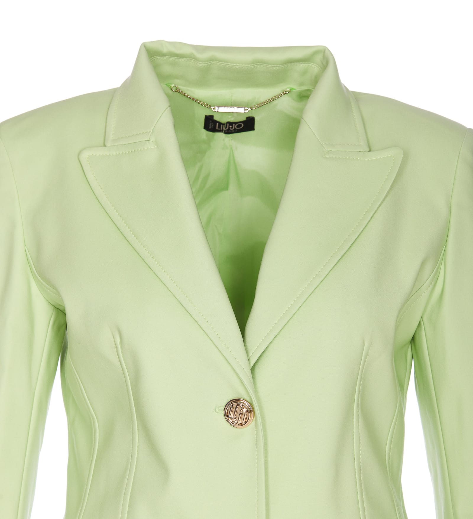 Shop Liu •jo Single Breasted Button Jacket In Green
