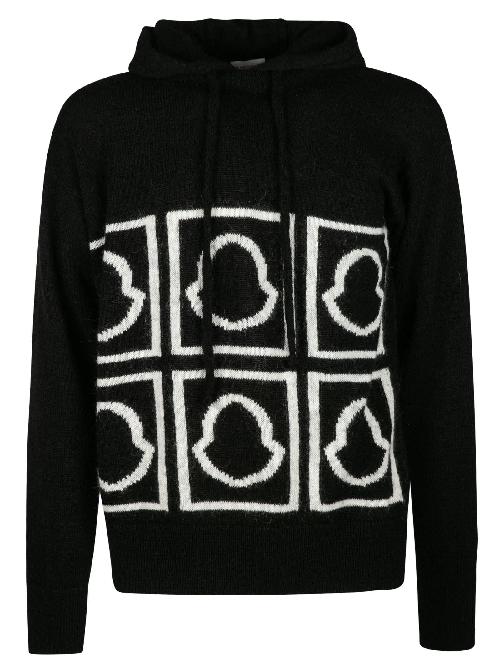 Moncler Hooded Logo Knit Sweater