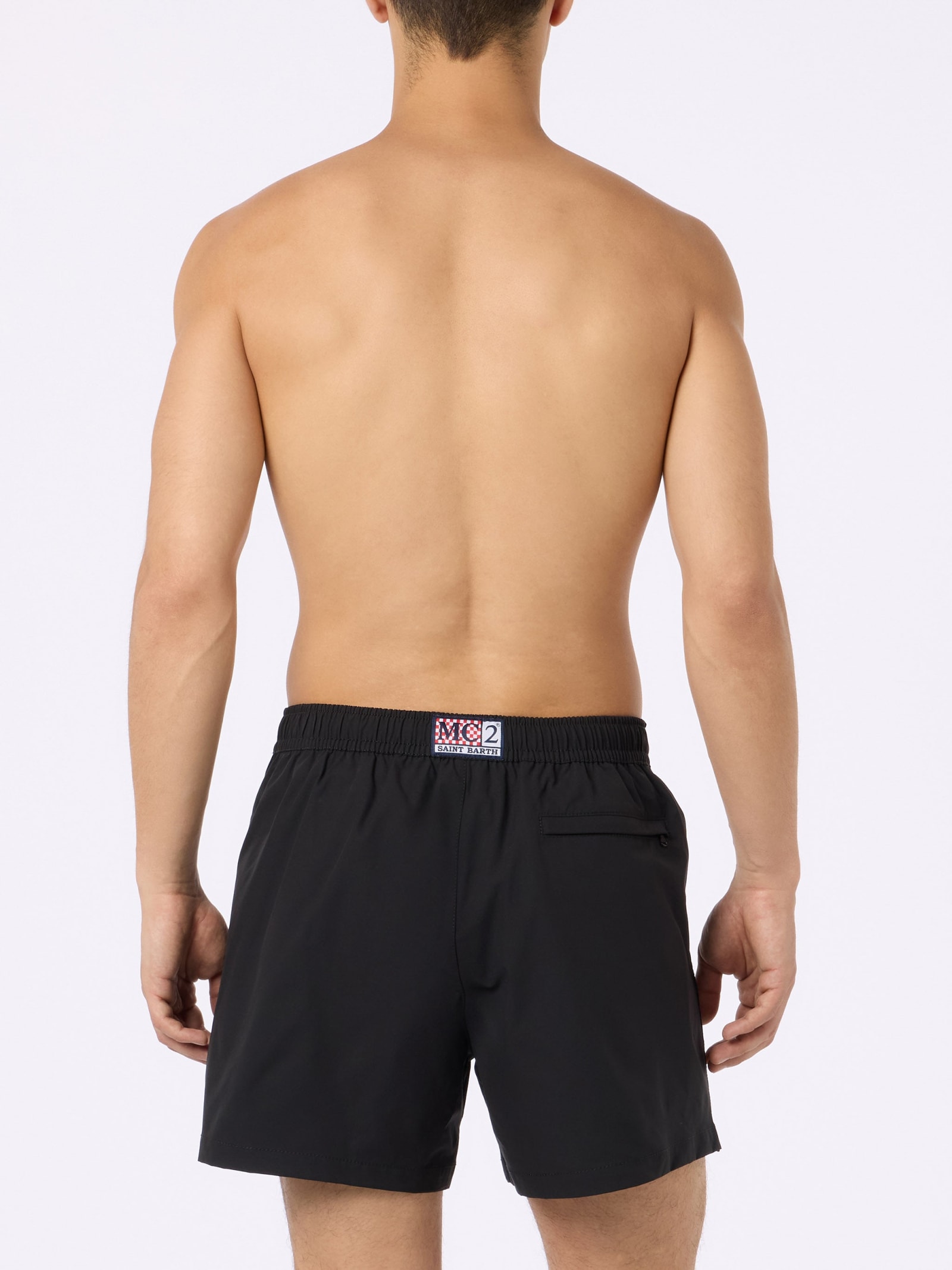 Mc2 Saint Barth Man Short-length Black Swim Shorts Master In Black