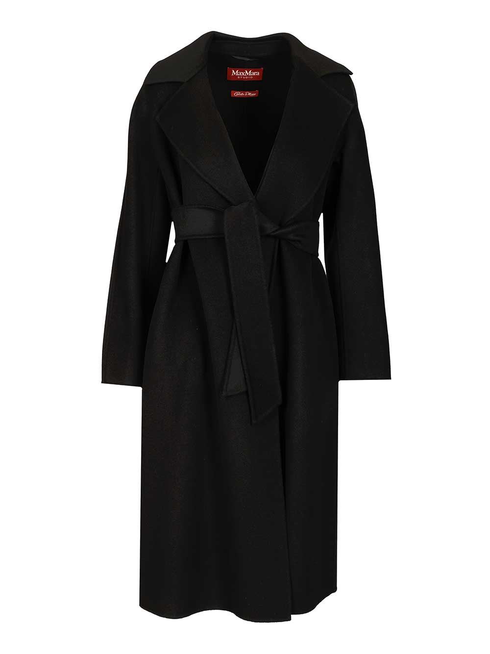 Max Mara Wool, Cashmere And Silk Coat In Black