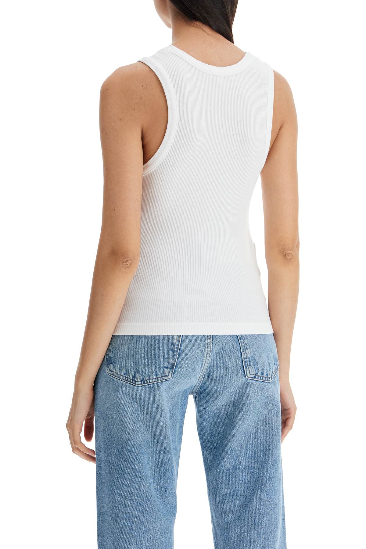 Shop Agolde Poppy Ribbed Tank Top In White (white)