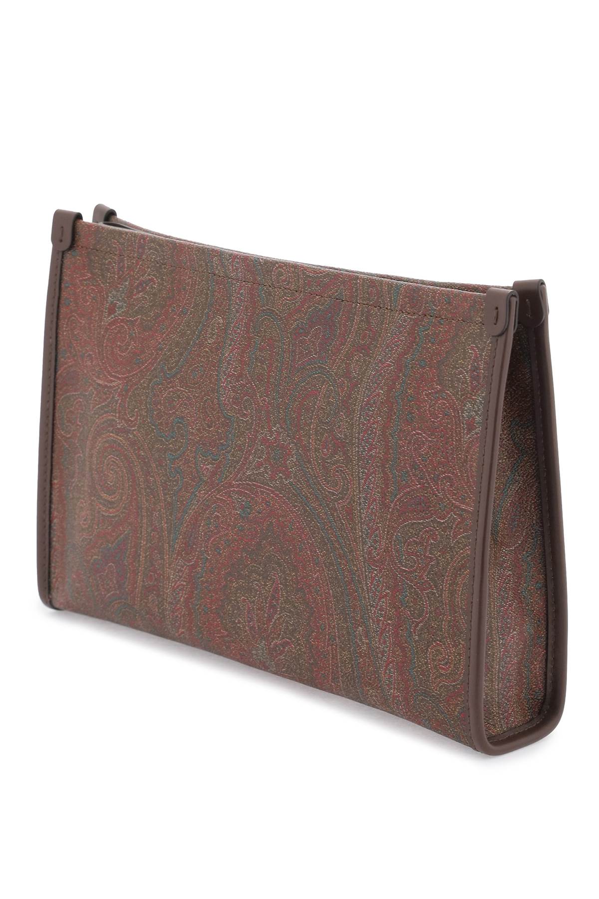 Shop Etro Paisley Pouch With Embroidery In Marrone 2 (red)