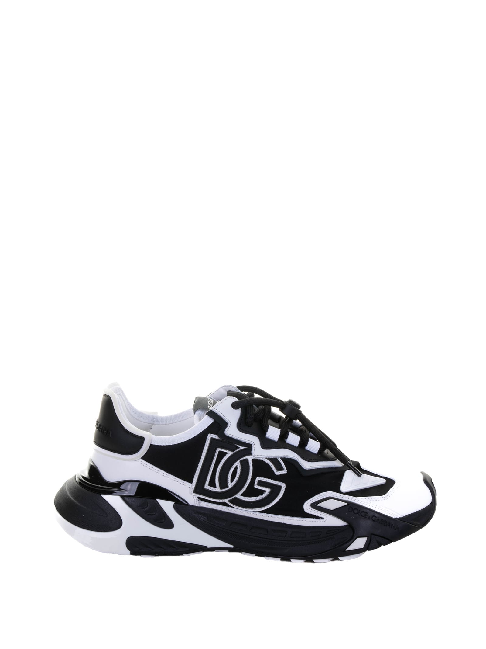 Dolce & Gabbana Panelled Leather Sneakers With Iconic Logo Patch In White