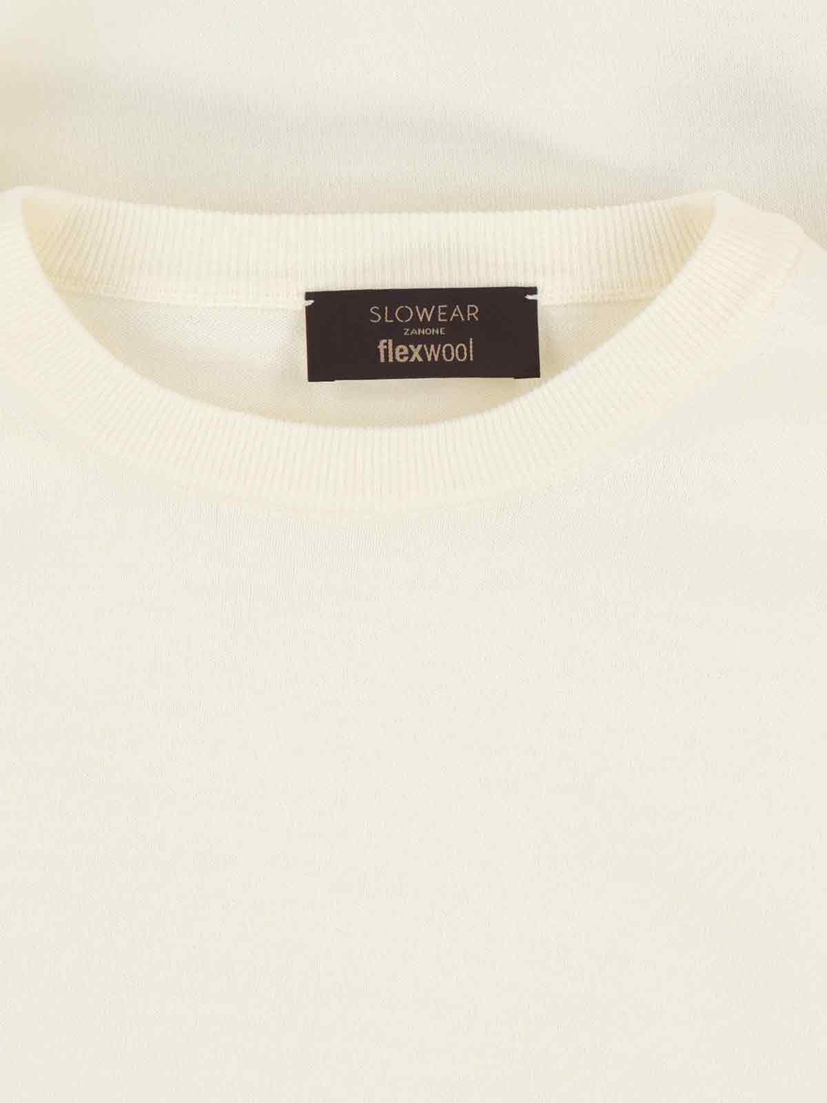Zanone Crew Neck Long Sleeve Sweater With Ribbed Cuffs In Neutral