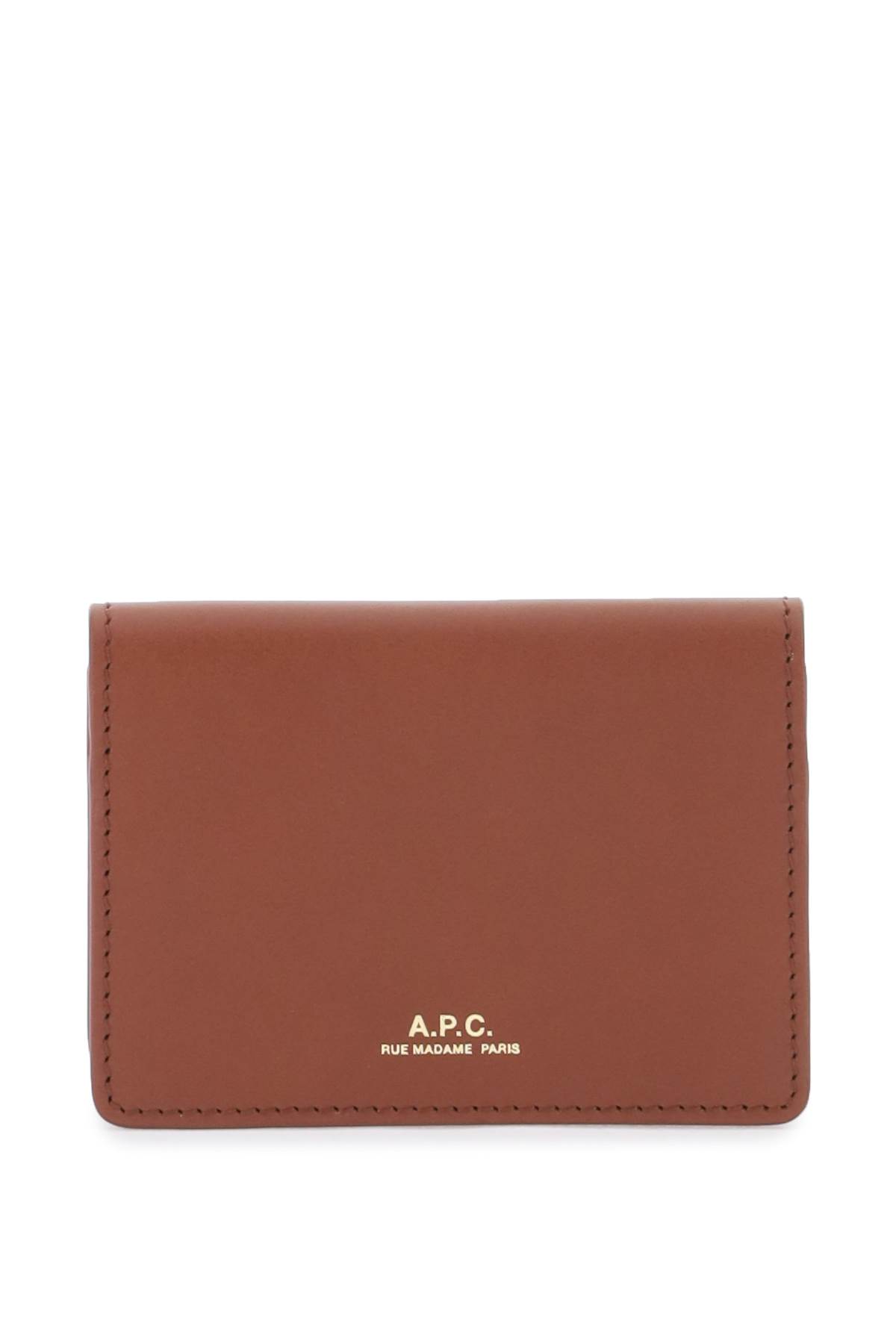 Apc Leather Stefan Card Holder In Noisette (brown)