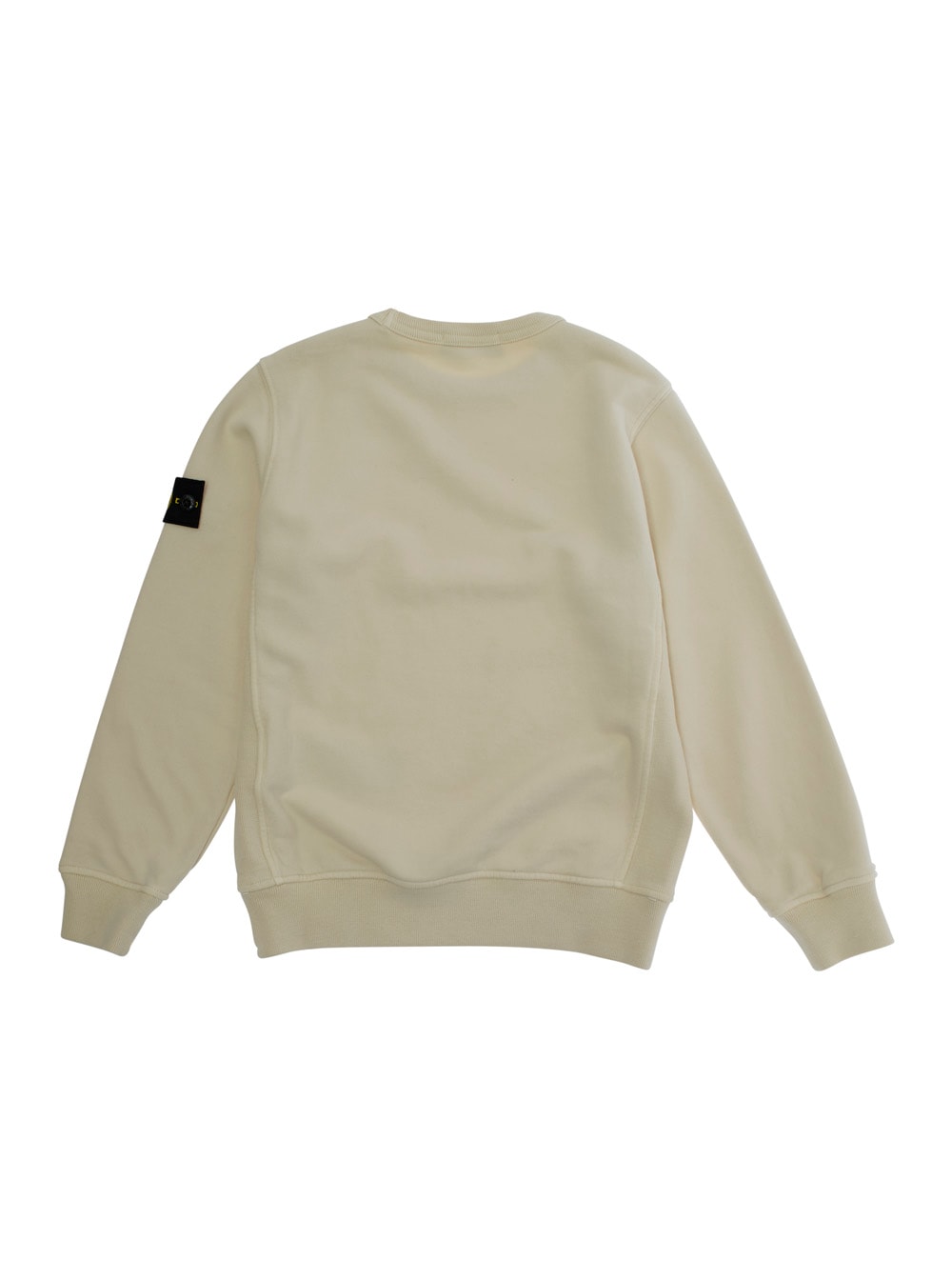 Stone Island White Crewneck Sweatshirt With Logo Patch On The Sleeve In Cotton Boy In Neutral