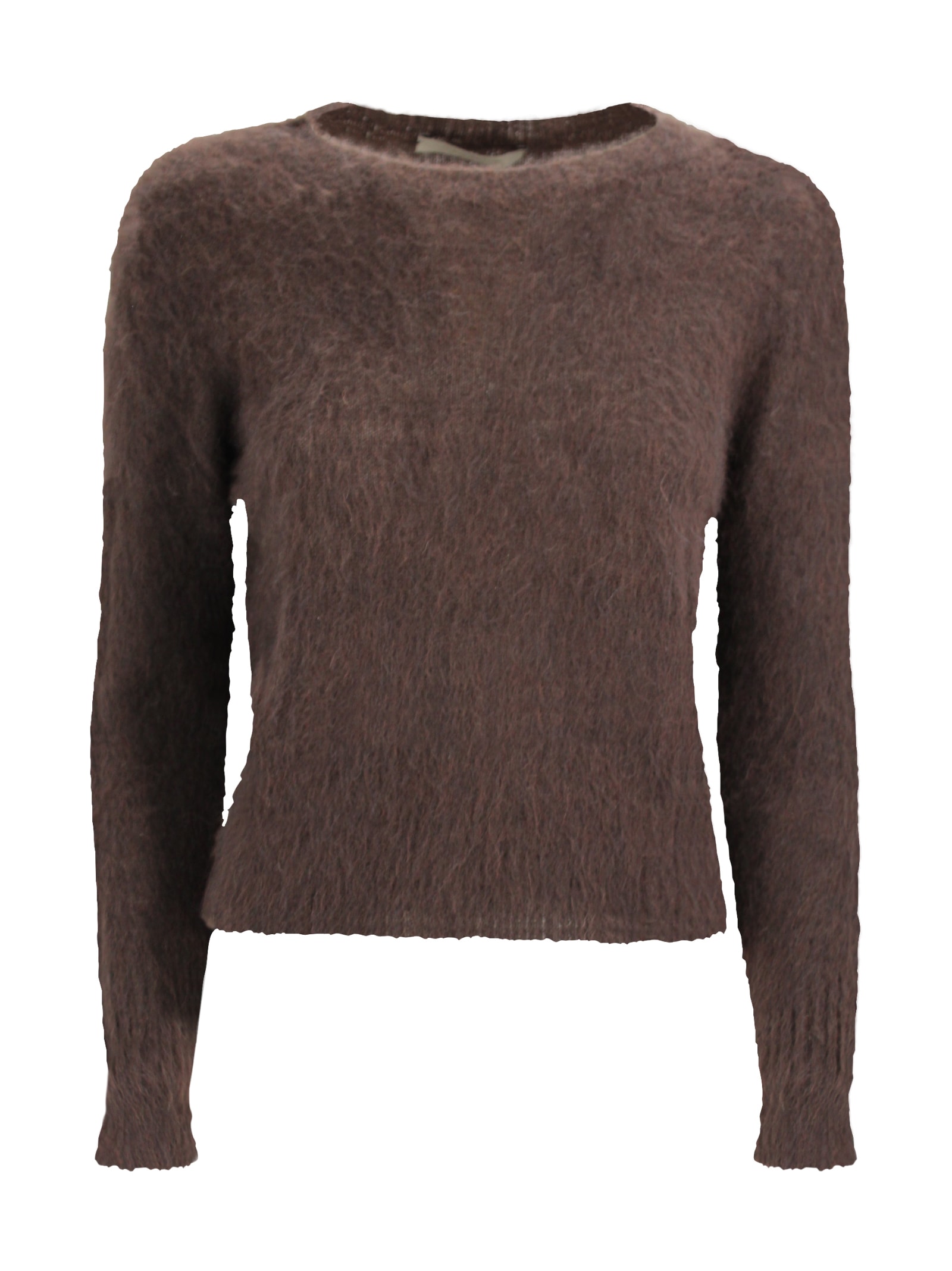 D Exterior Mohair Crew Neck Sweater In Multi