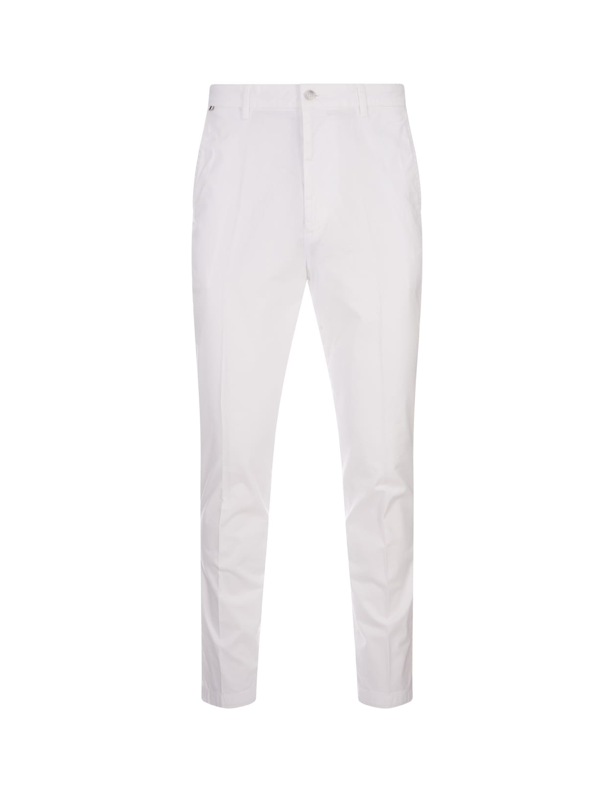 Slim Fit Chino Trousers In White Stretch Gabardine
