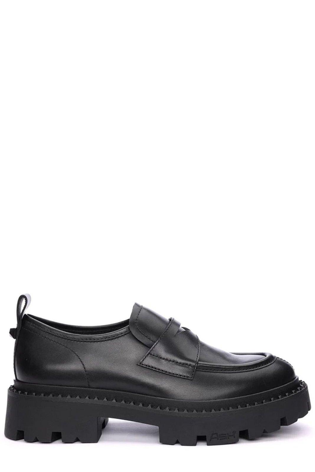Shop Ash Stud-detailed Slip-on Loafers Flat Shoes In Nero